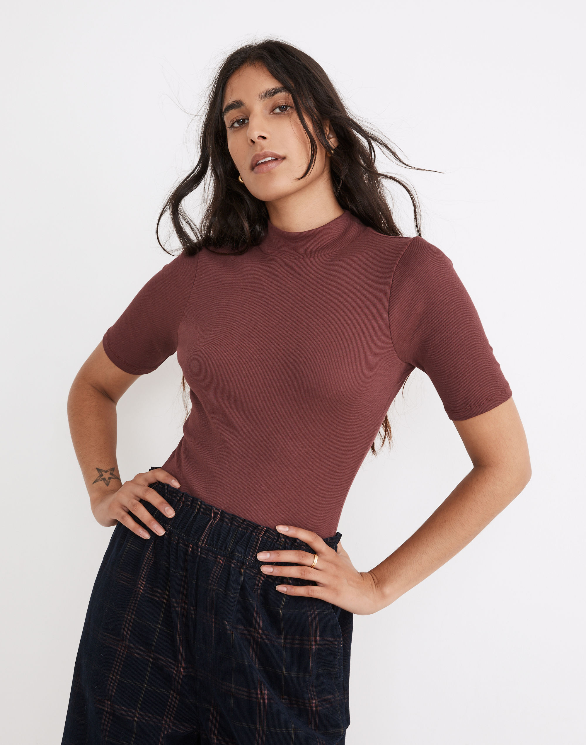 Drapey-Rib Mockneck Top