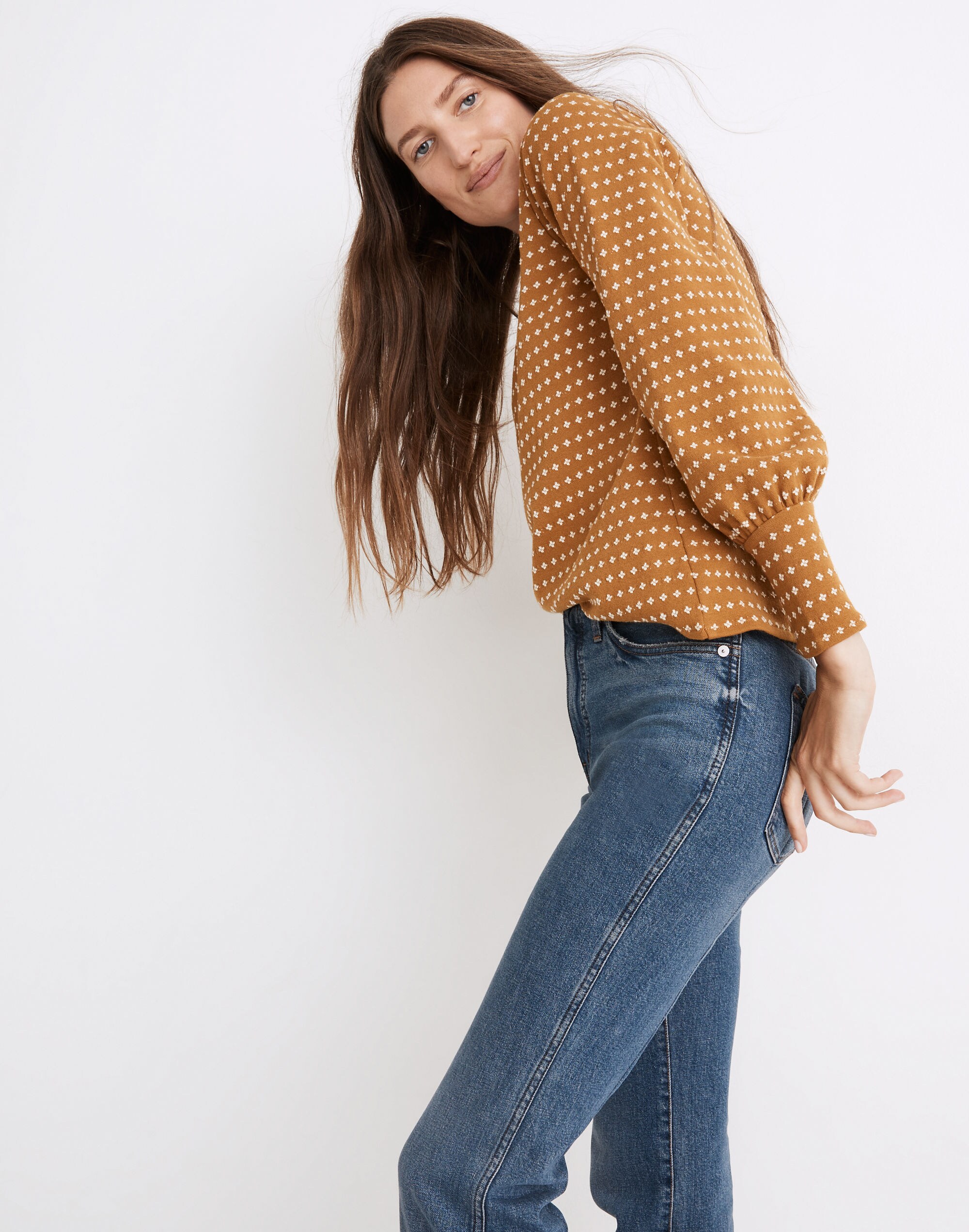 Floral Jacquard Square-Neck Top | Madewell