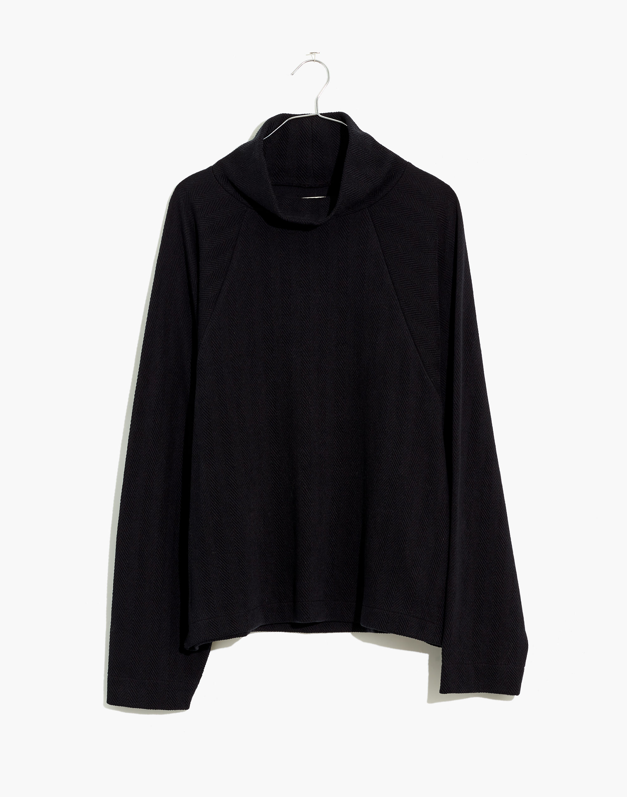 Brushed Herringbone Jacquard Turtleneck Top