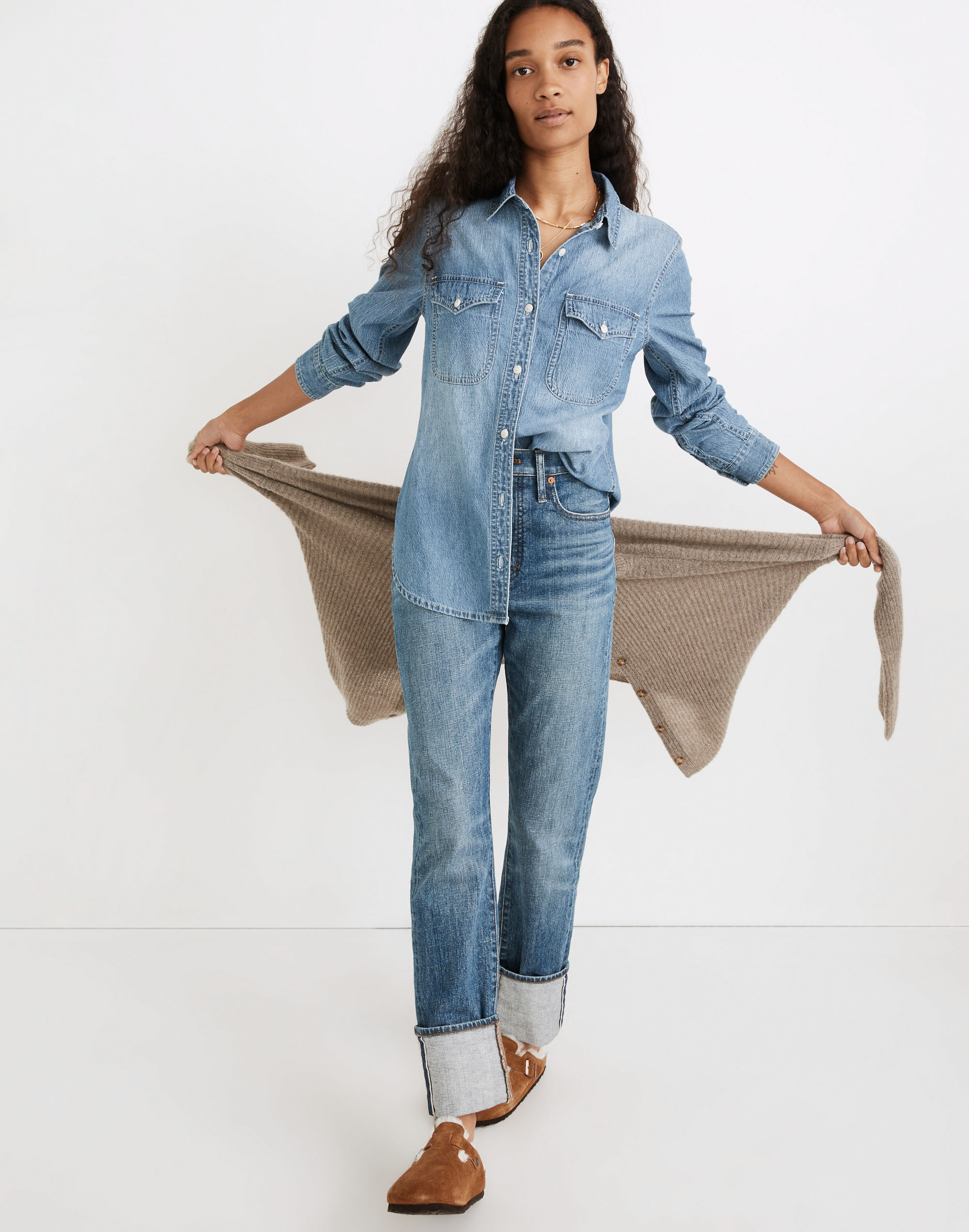 Denim Button-Up Shirt in Bluffton Wash