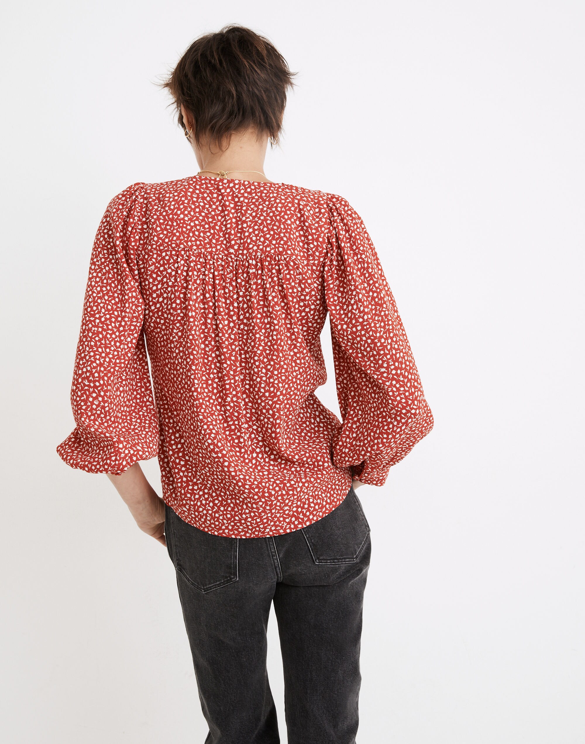 Kinston Side-Button Wrap Top in Park Picnic