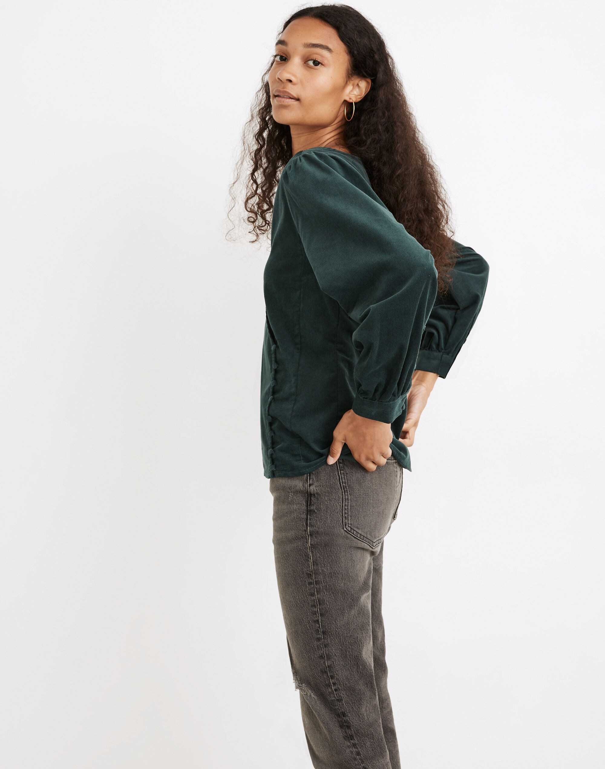 Corduroy Kinston Side-Button Wrap Top