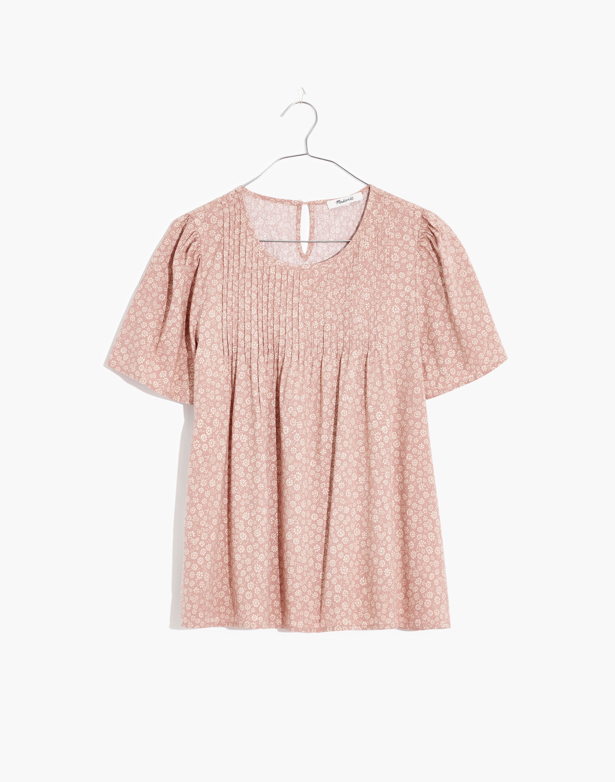 Short-Sleeve Pintuck Top in Parisian Ditsy