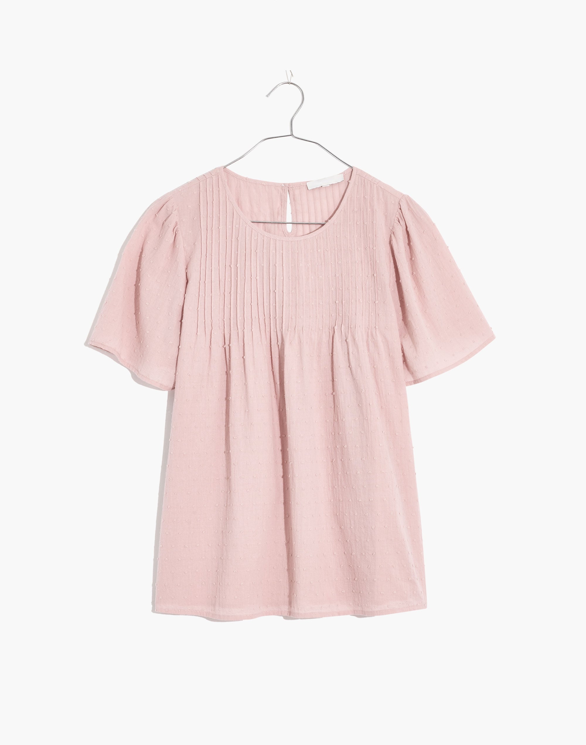 Short-Sleeve Pintuck Top in Swiss Dot