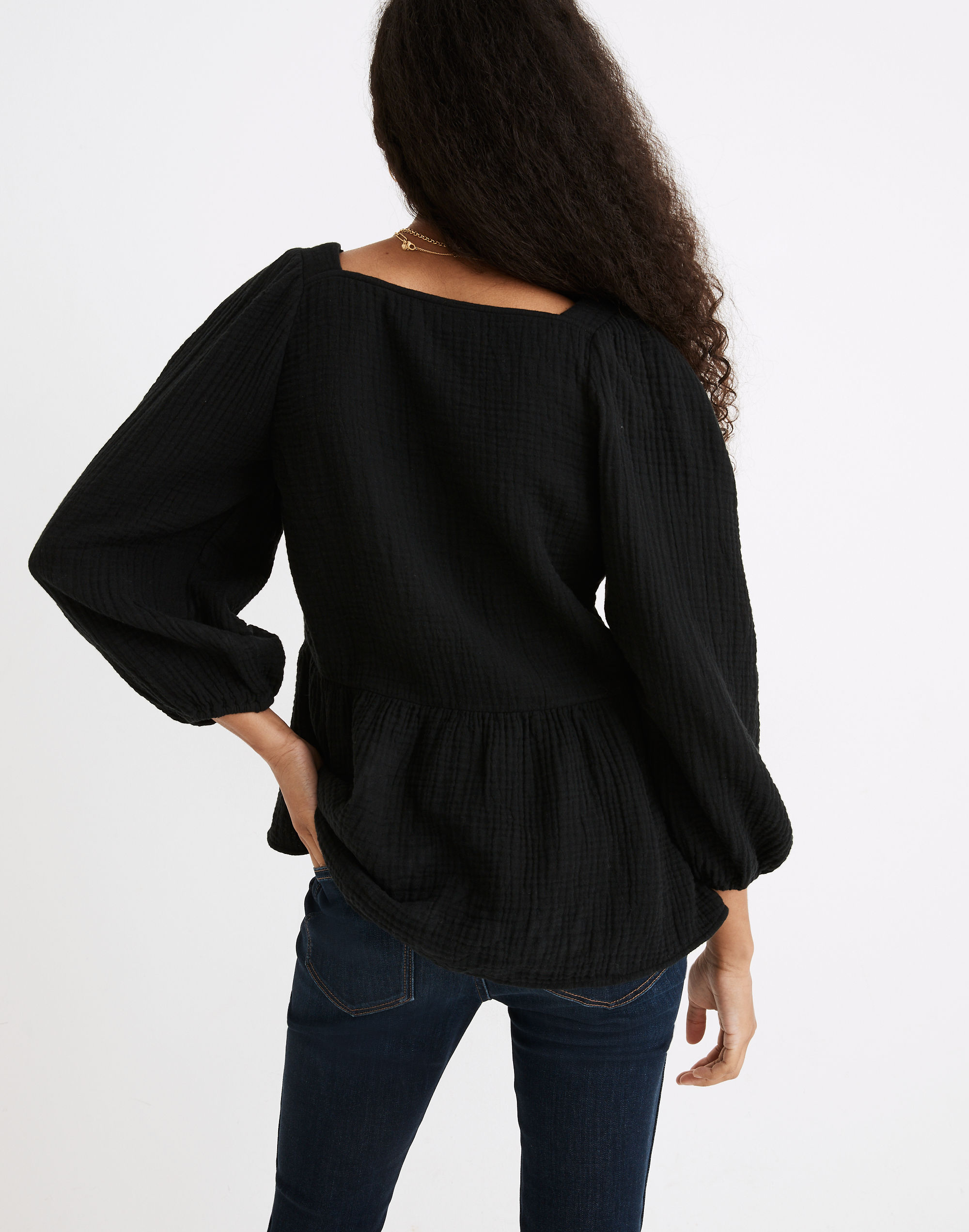 Lightspun Millbrook Puff-Sleeve Peplum Top