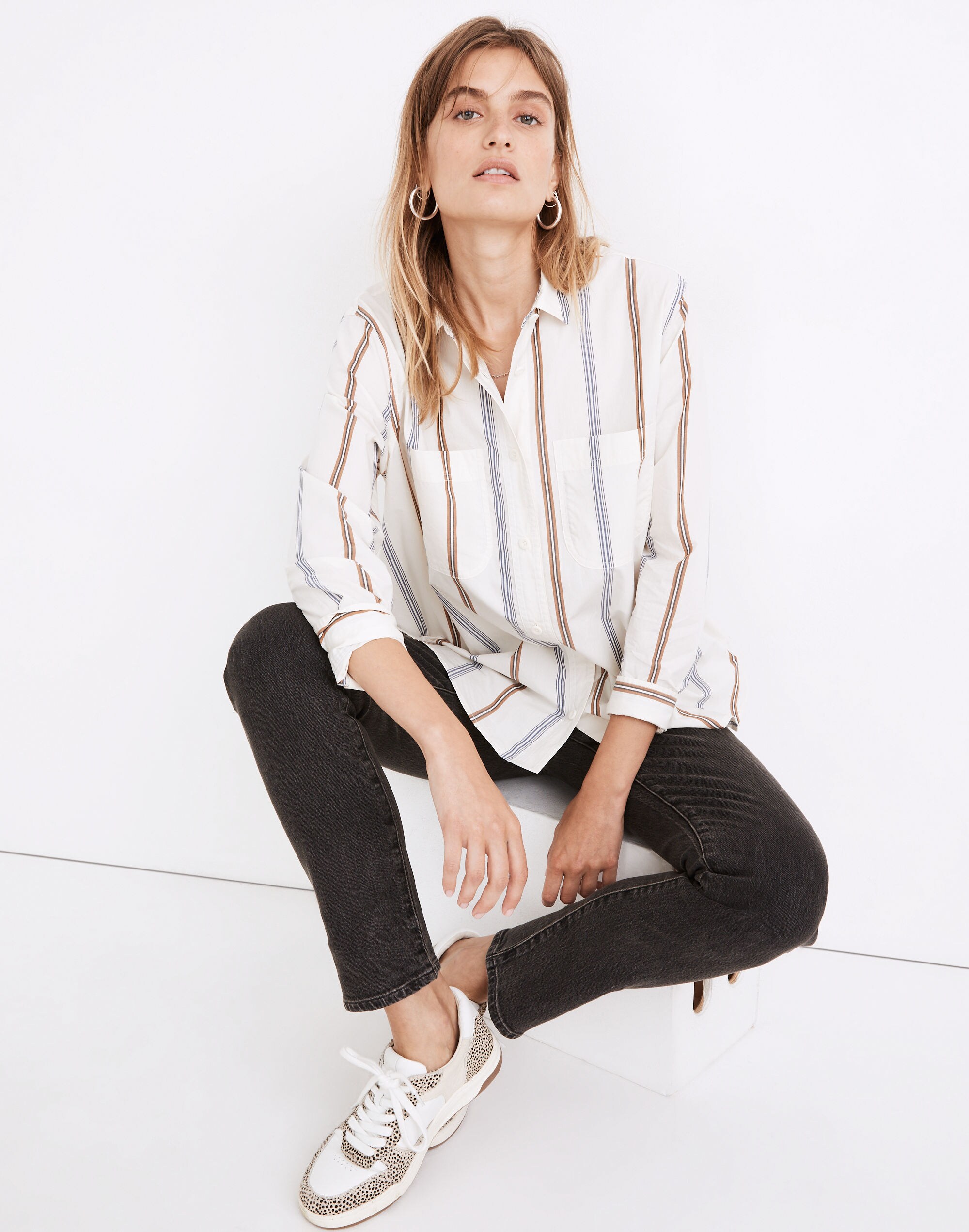 Oversized Ex-Boyfriend Swing Shirt in Roeser Stripe
