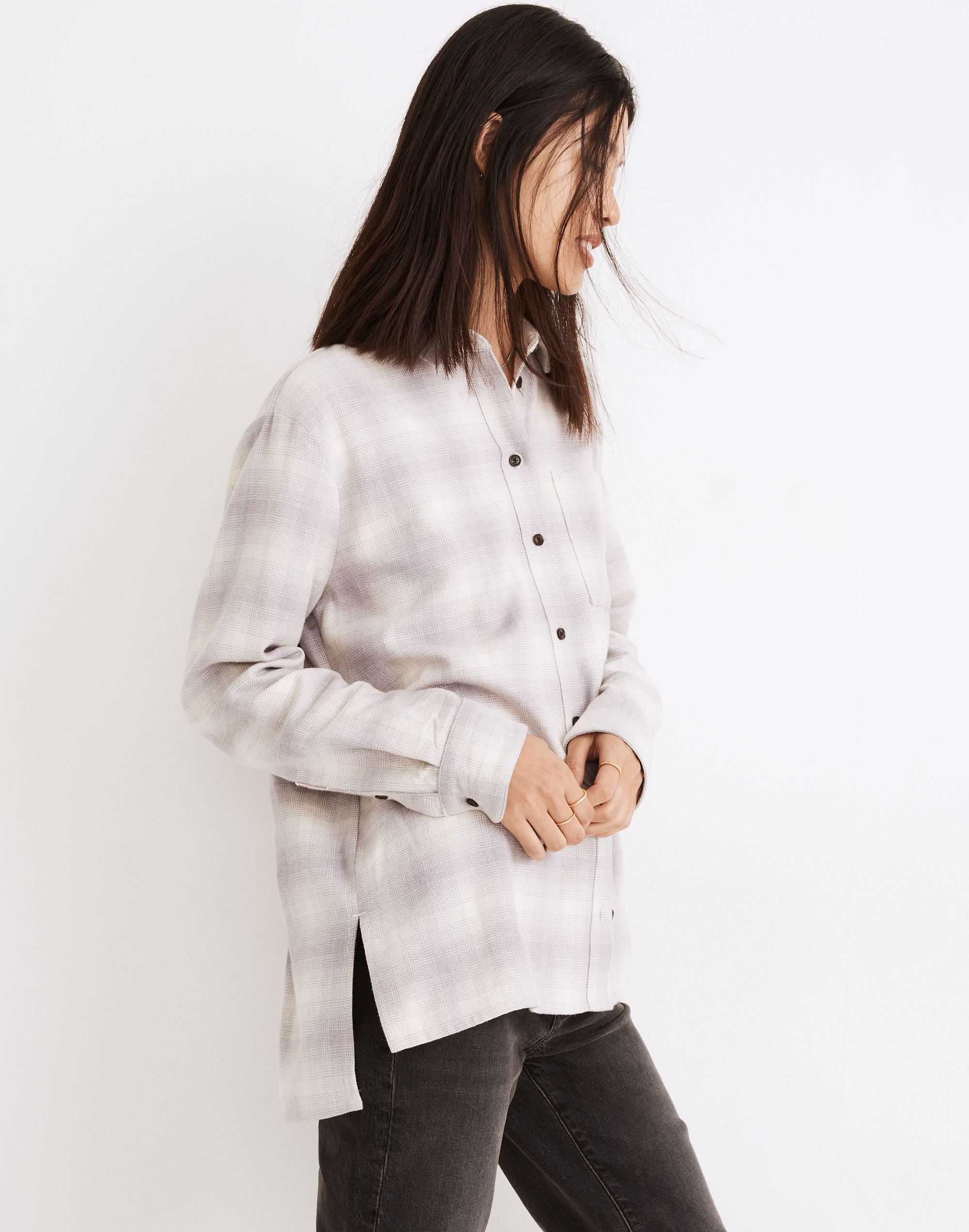 Flannel Oversized Ex-Boyfriend Shirt in Natural Dye Plaid