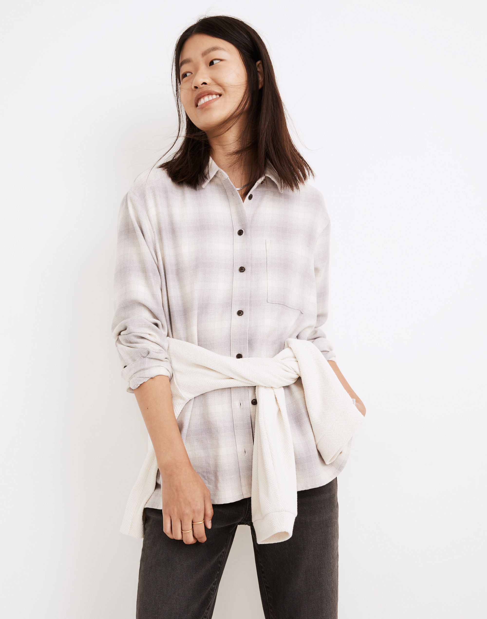 Flannel Oversized Ex-Boyfriend Shirt in Natural Dye Plaid
