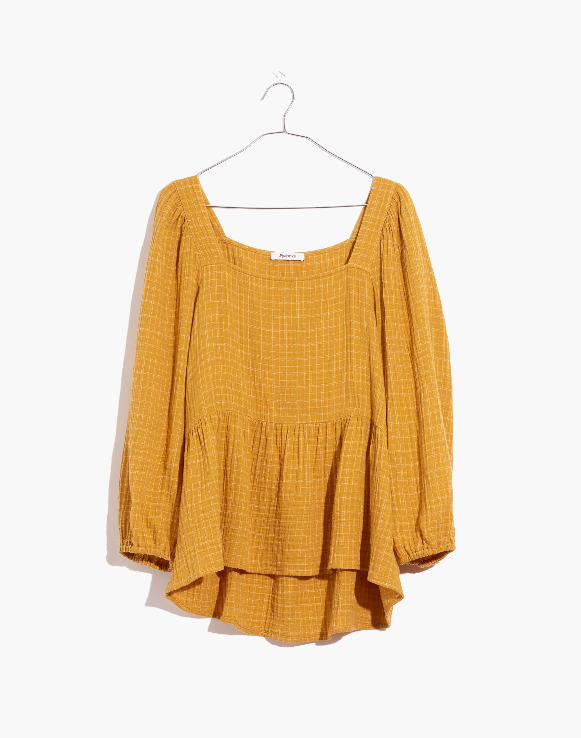 トップス maison celon puff sleeve peplum blouse Flounce Sleeve Peplum Blouse Women Long Sleeve Square Neck