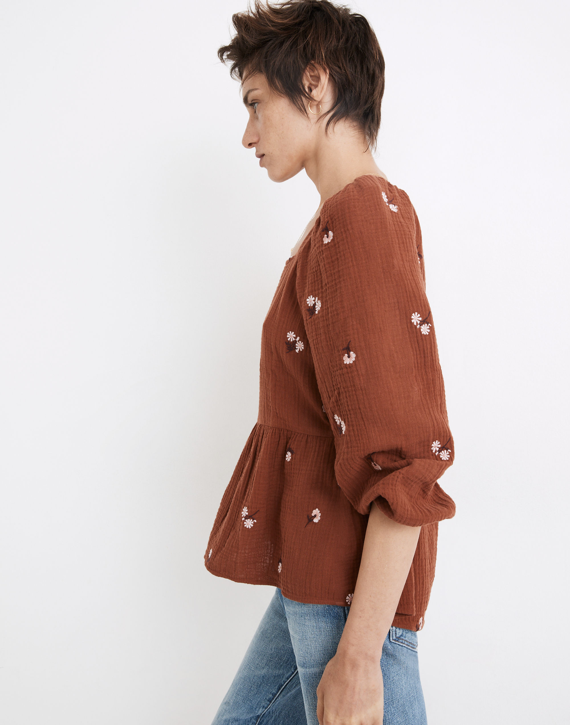 muguet heart button peplum tops muguet heart button peplum tops