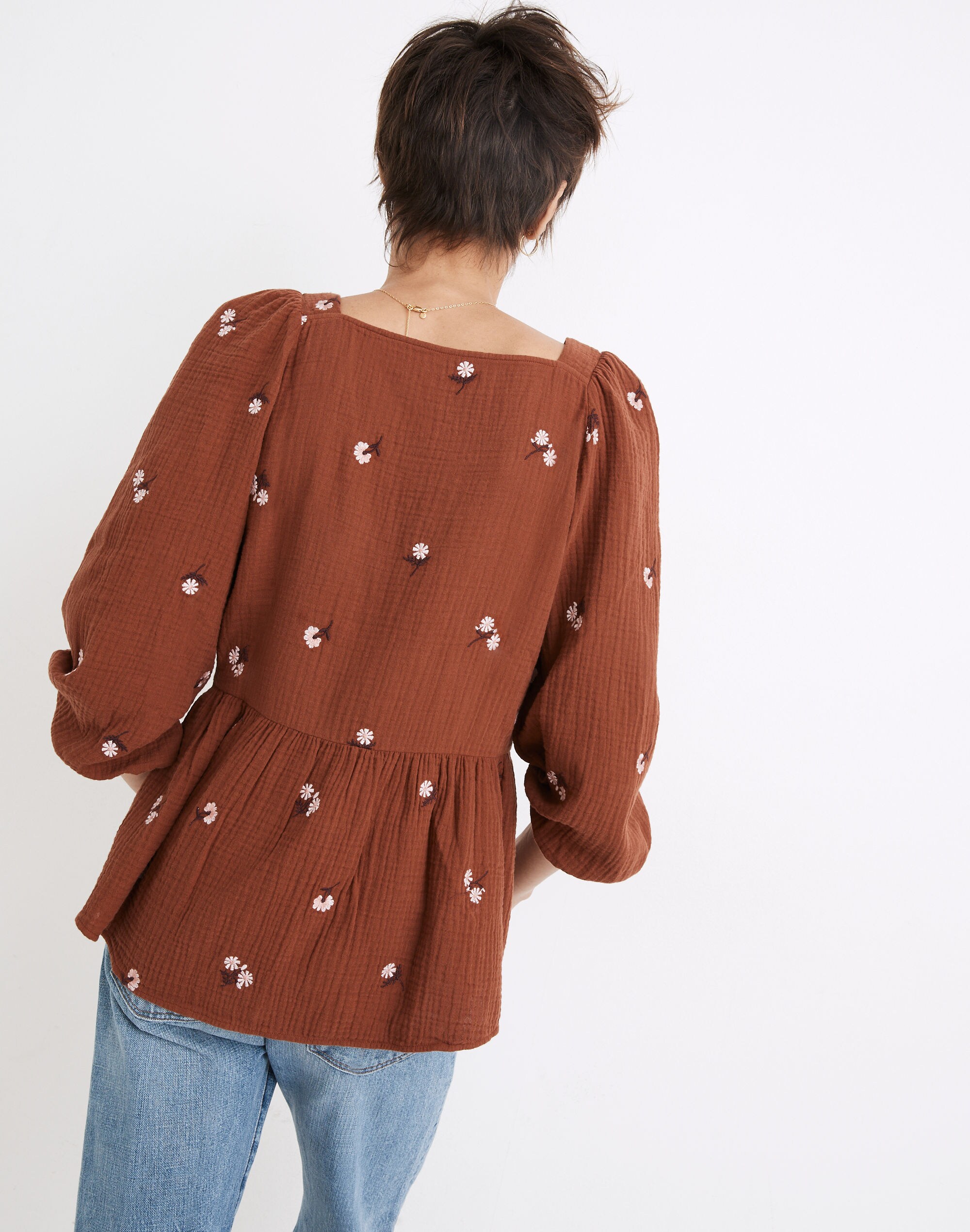 トップス muguet heart button peplum tops Muguet heart button peplum tops