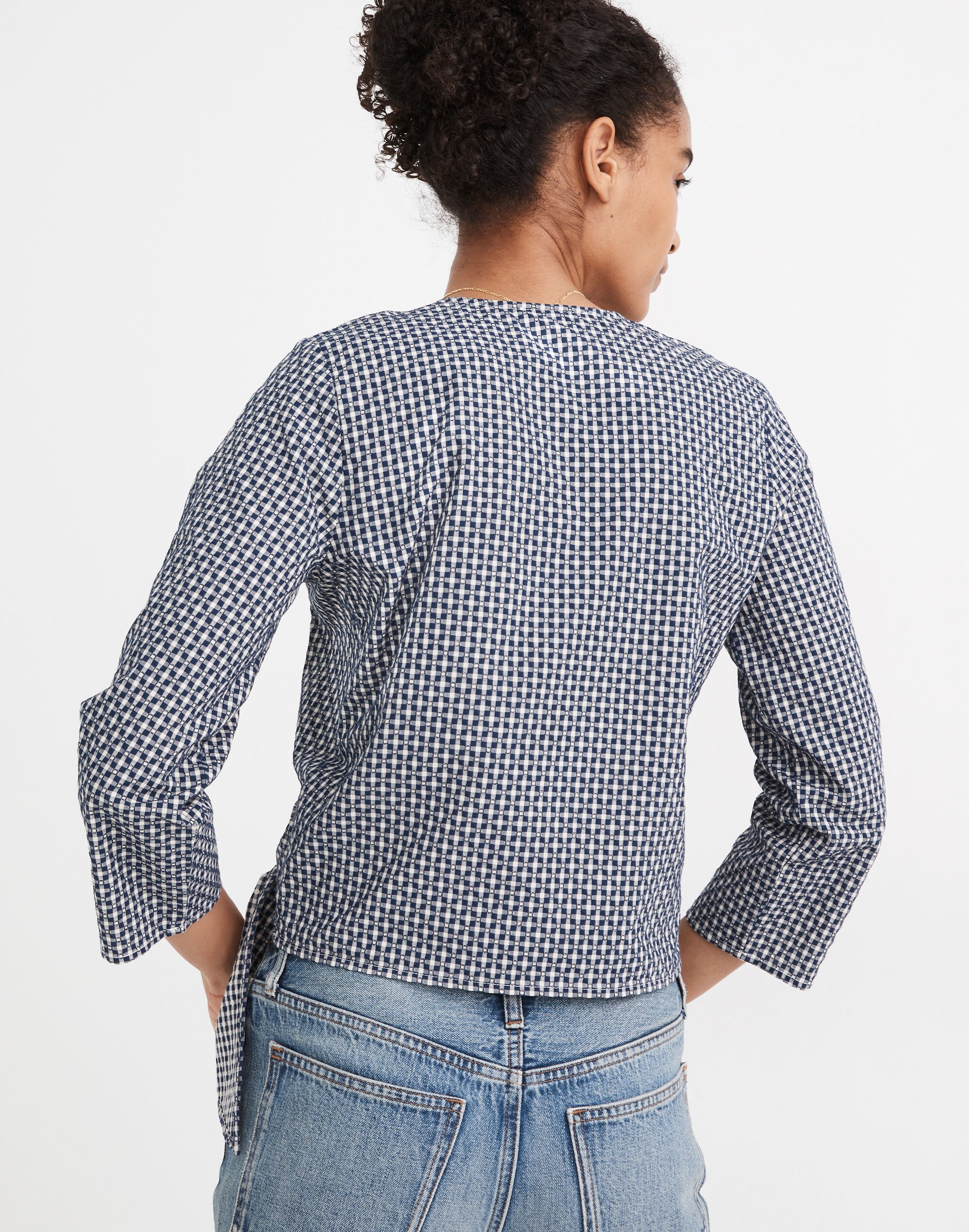 Textured Cotton Wrap Top