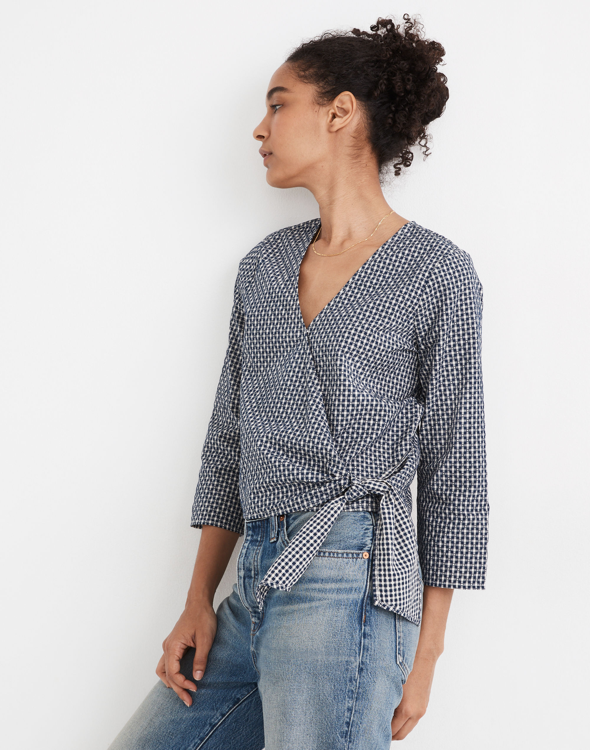 textured cotton wrap top