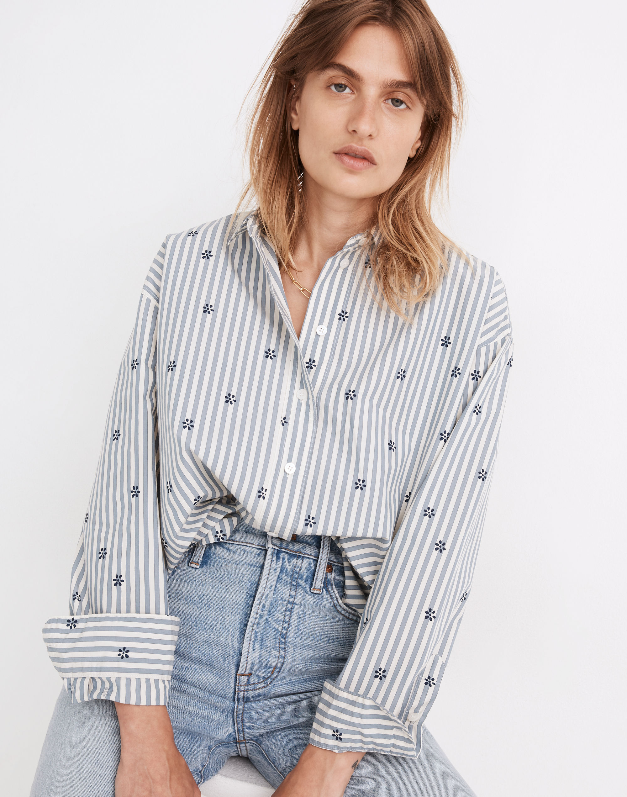 Floral Painter Shirt in Stell Stripe