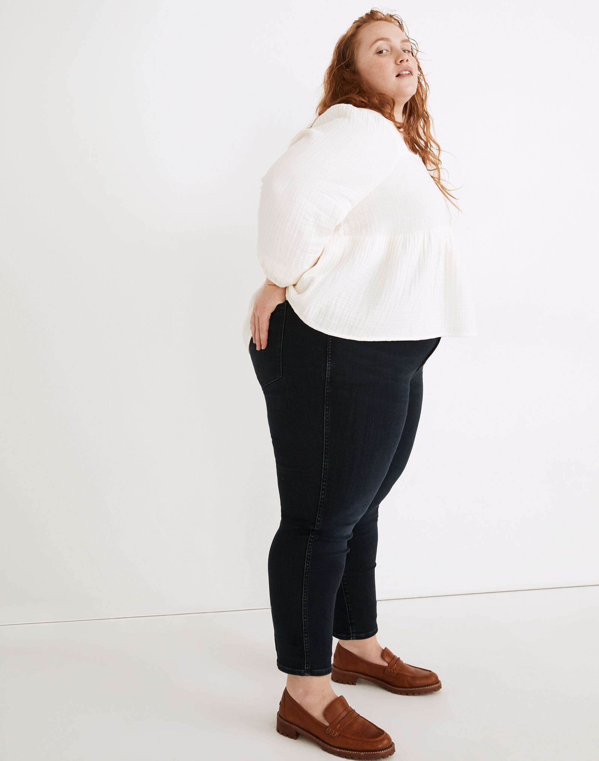 Plus Lightspun Millbrook Puff-Sleeve Peplum Top