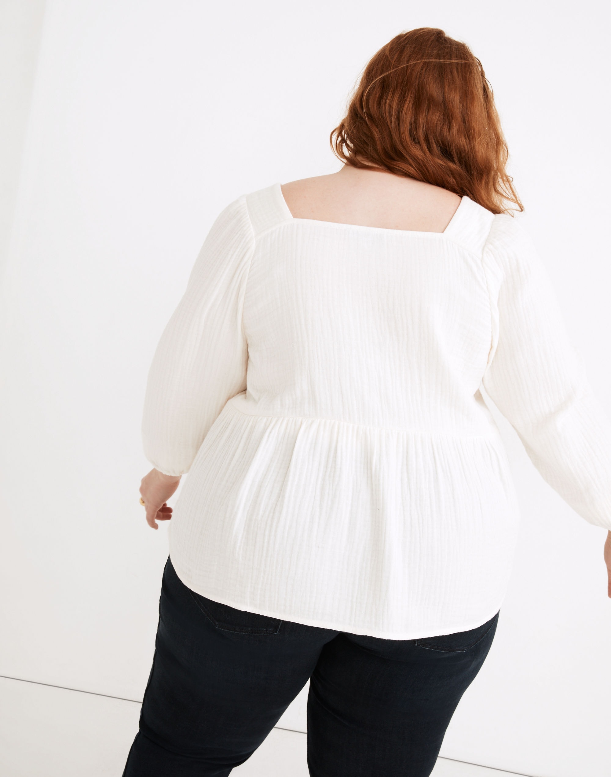 Plus Lightspun Millbrook Puff-Sleeve Peplum Top