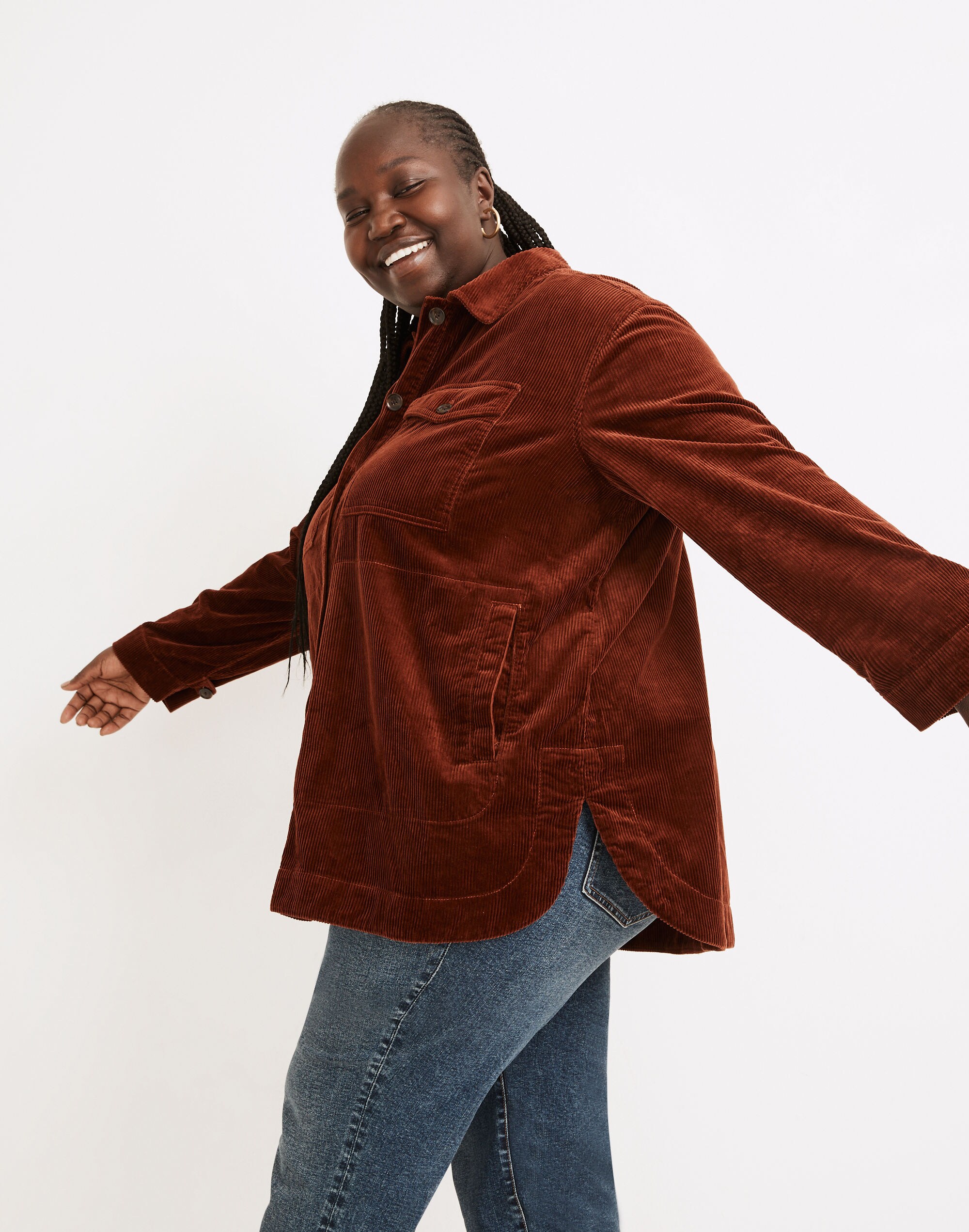 Plus Corduroy Yorkway Shirt-Jacket