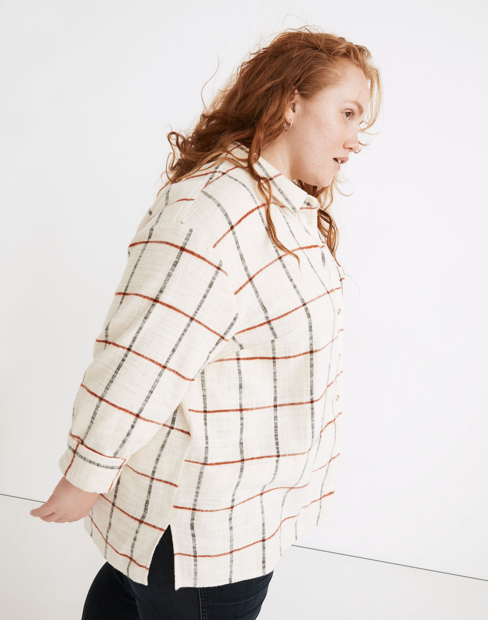 Plus Flannel Oversized Ex-Boyfriend Shirt in Windowpane