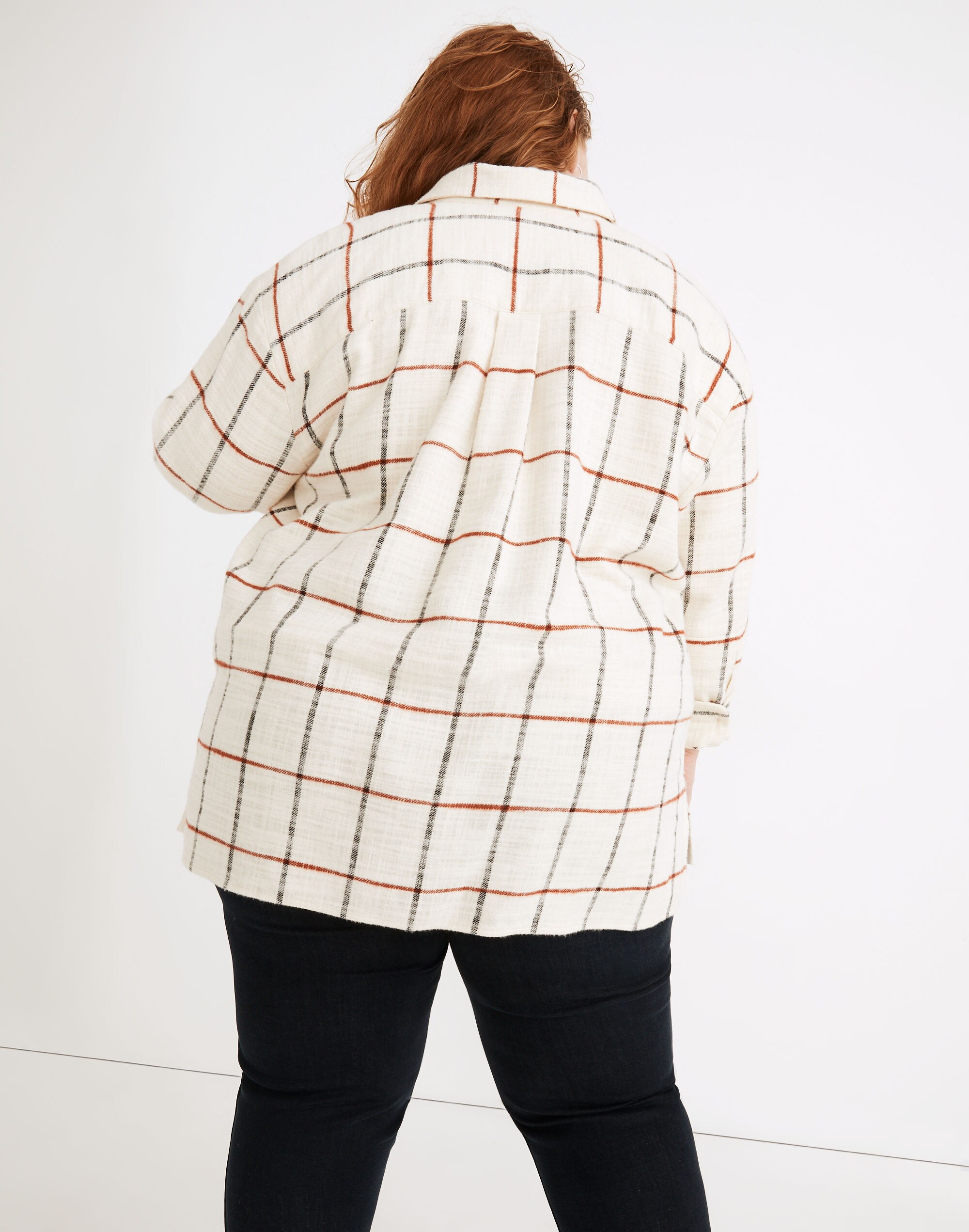 Plus Flannel Oversized Ex-Boyfriend Shirt in Windowpane