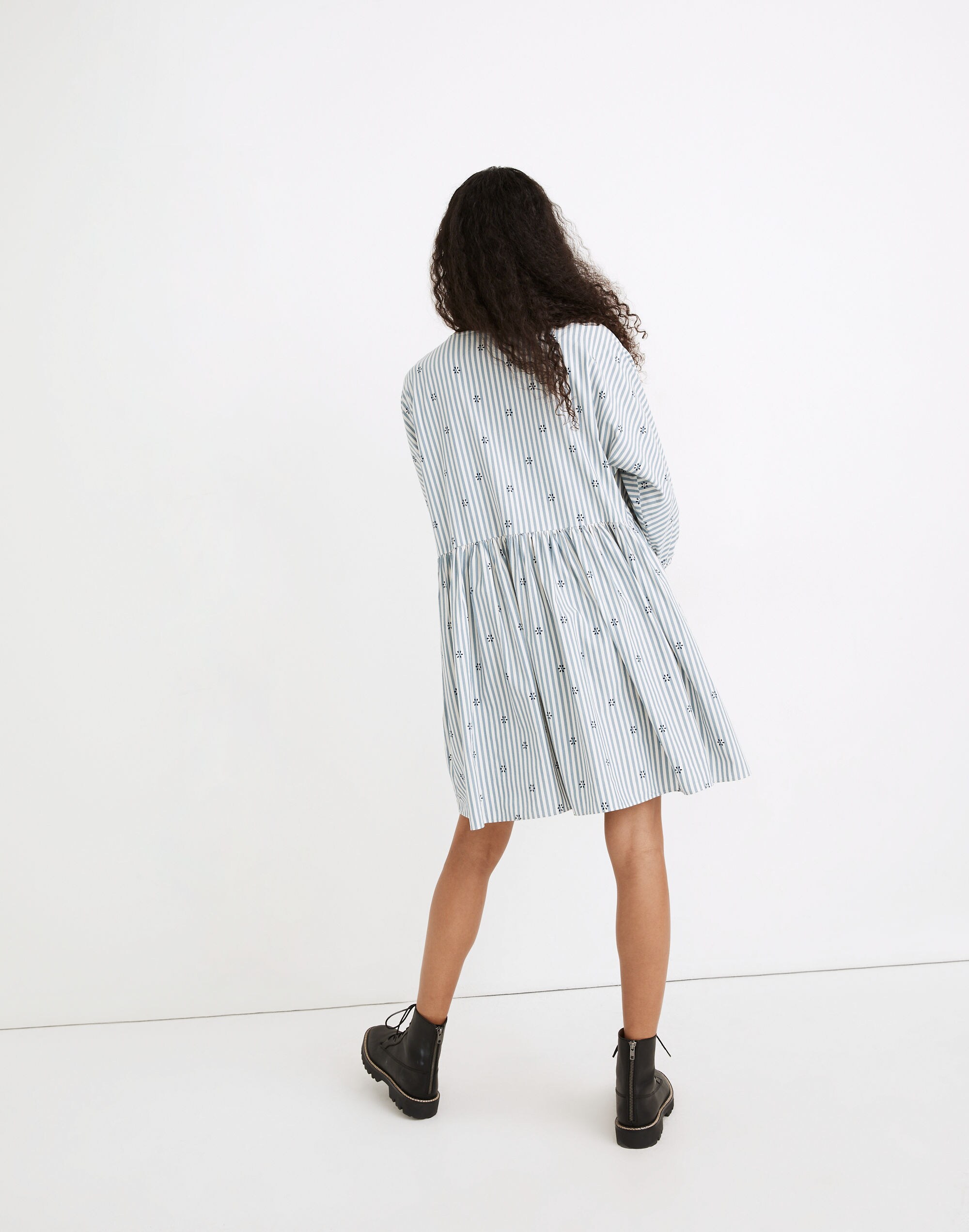 Striped V-Neck Tiered Mini Dress