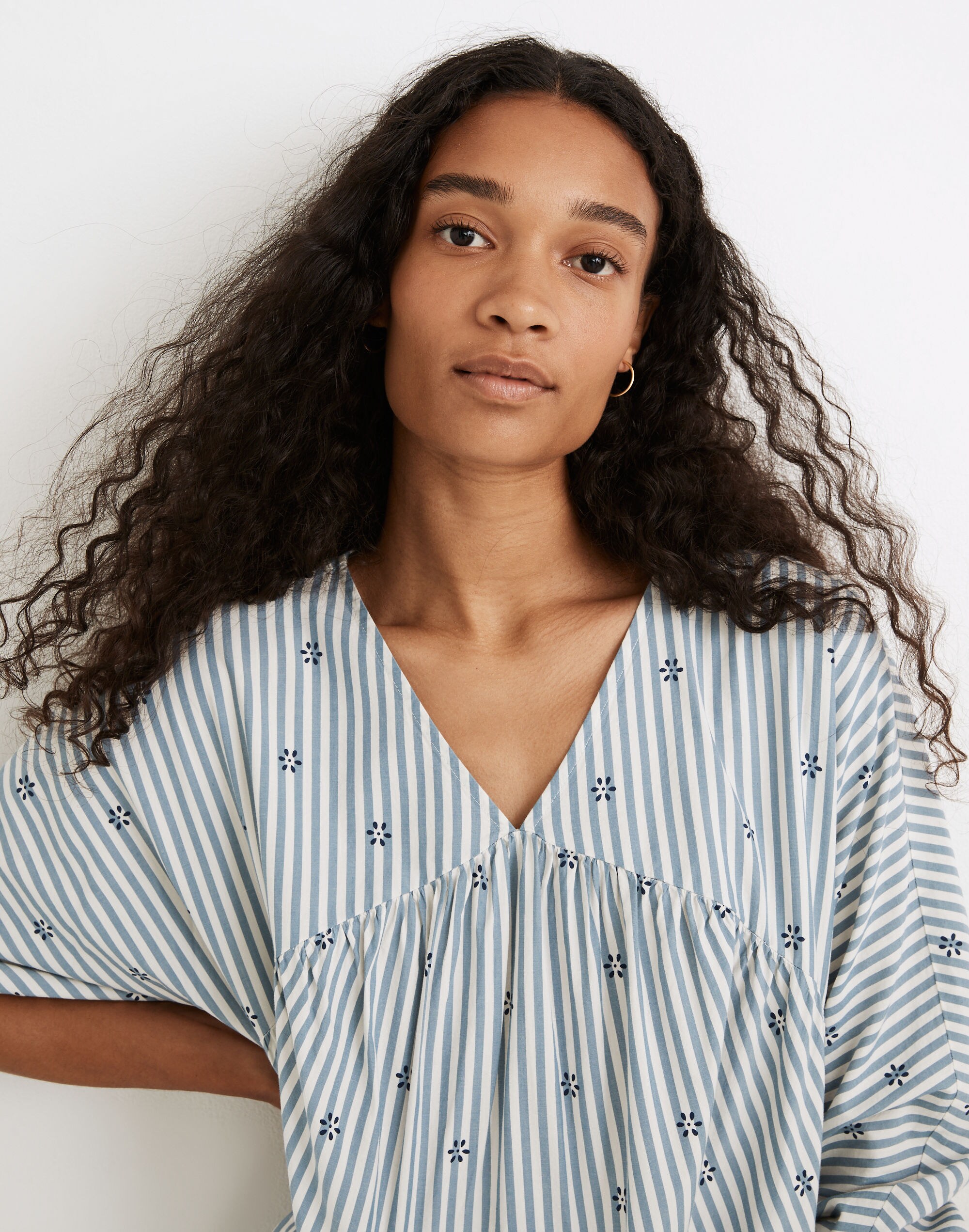 Striped V-Neck Tiered Mini Dress