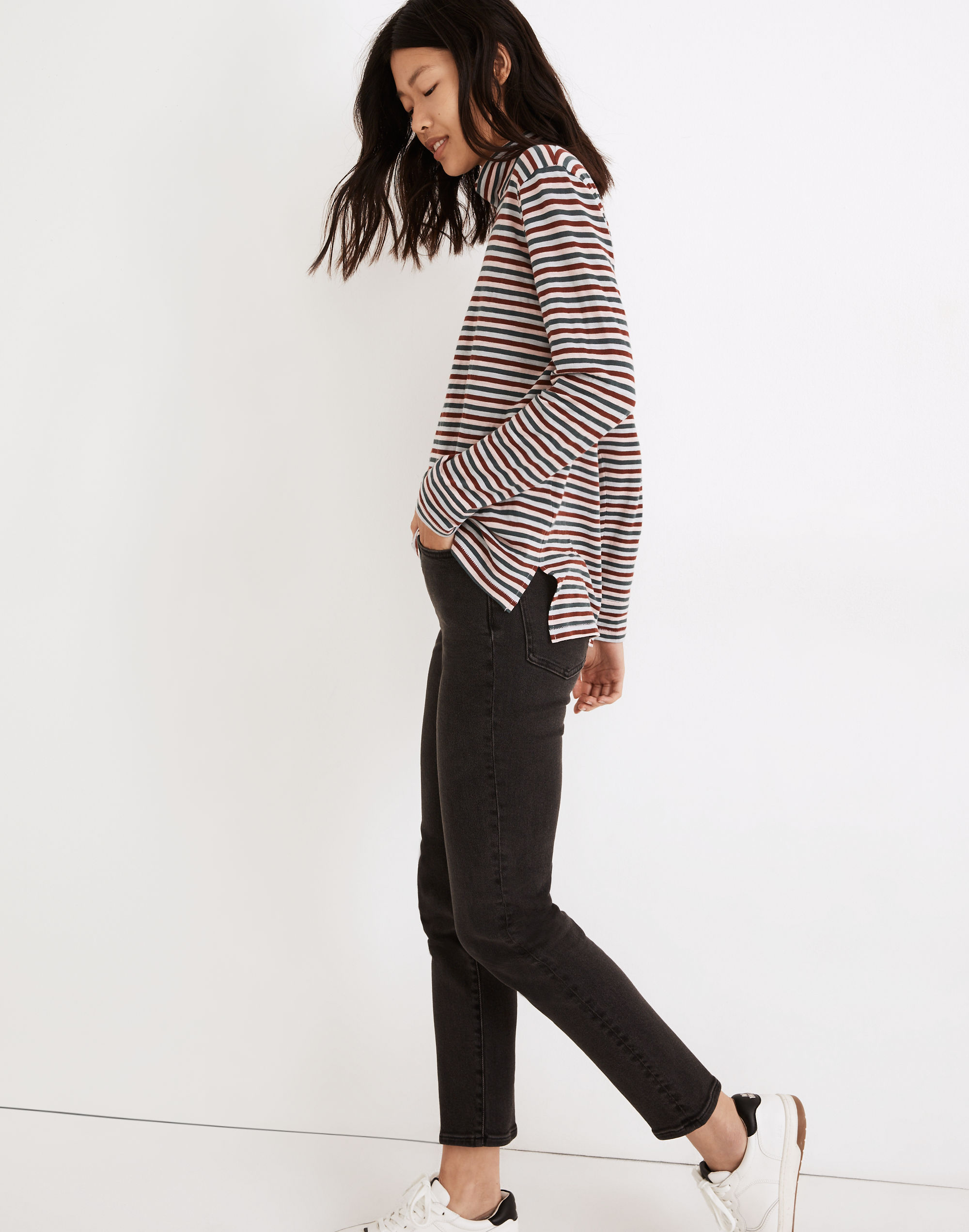 Whisper Cotton Turtleneck in Herrick Stripe