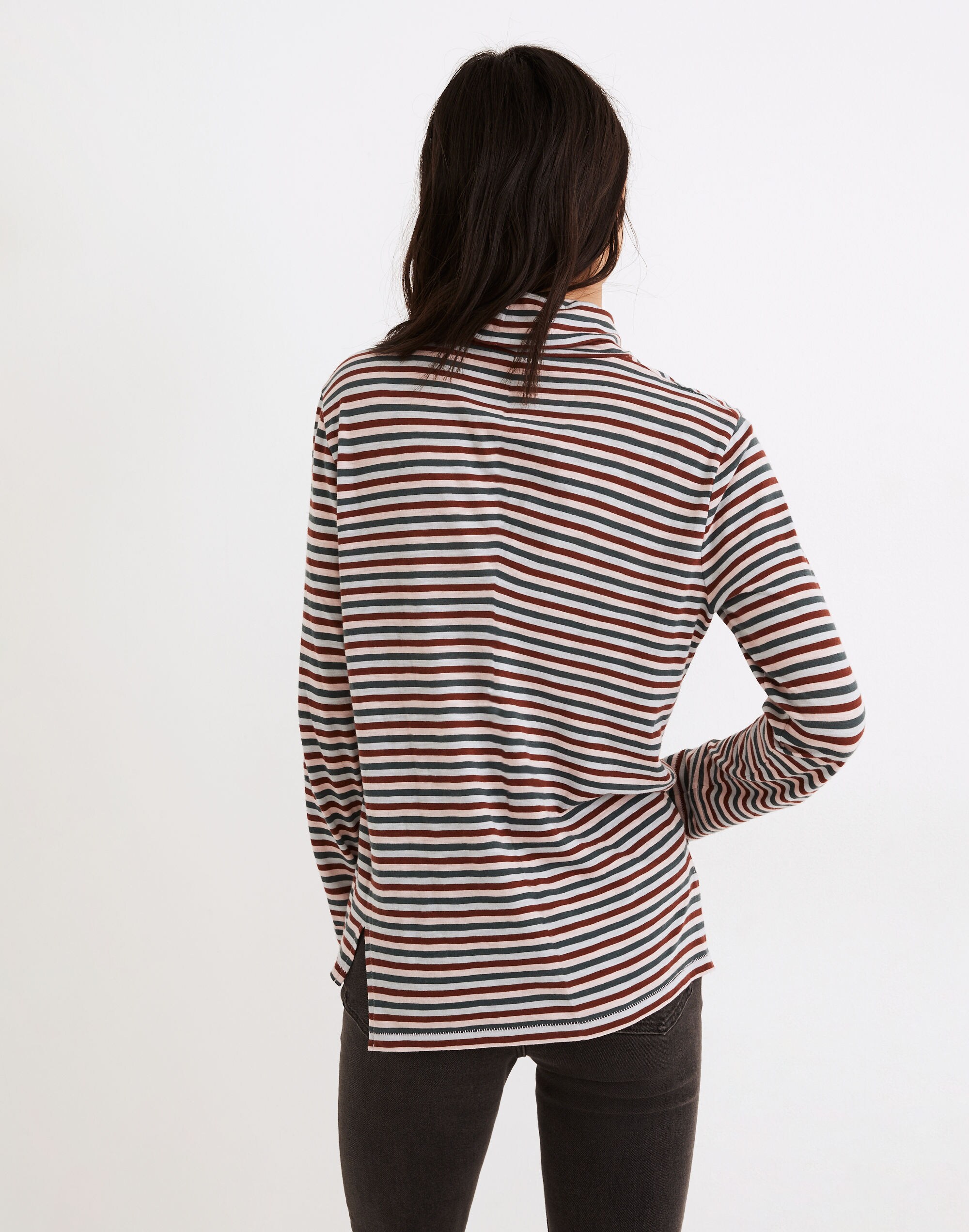 Whisper Cotton Turtleneck in Herrick Stripe