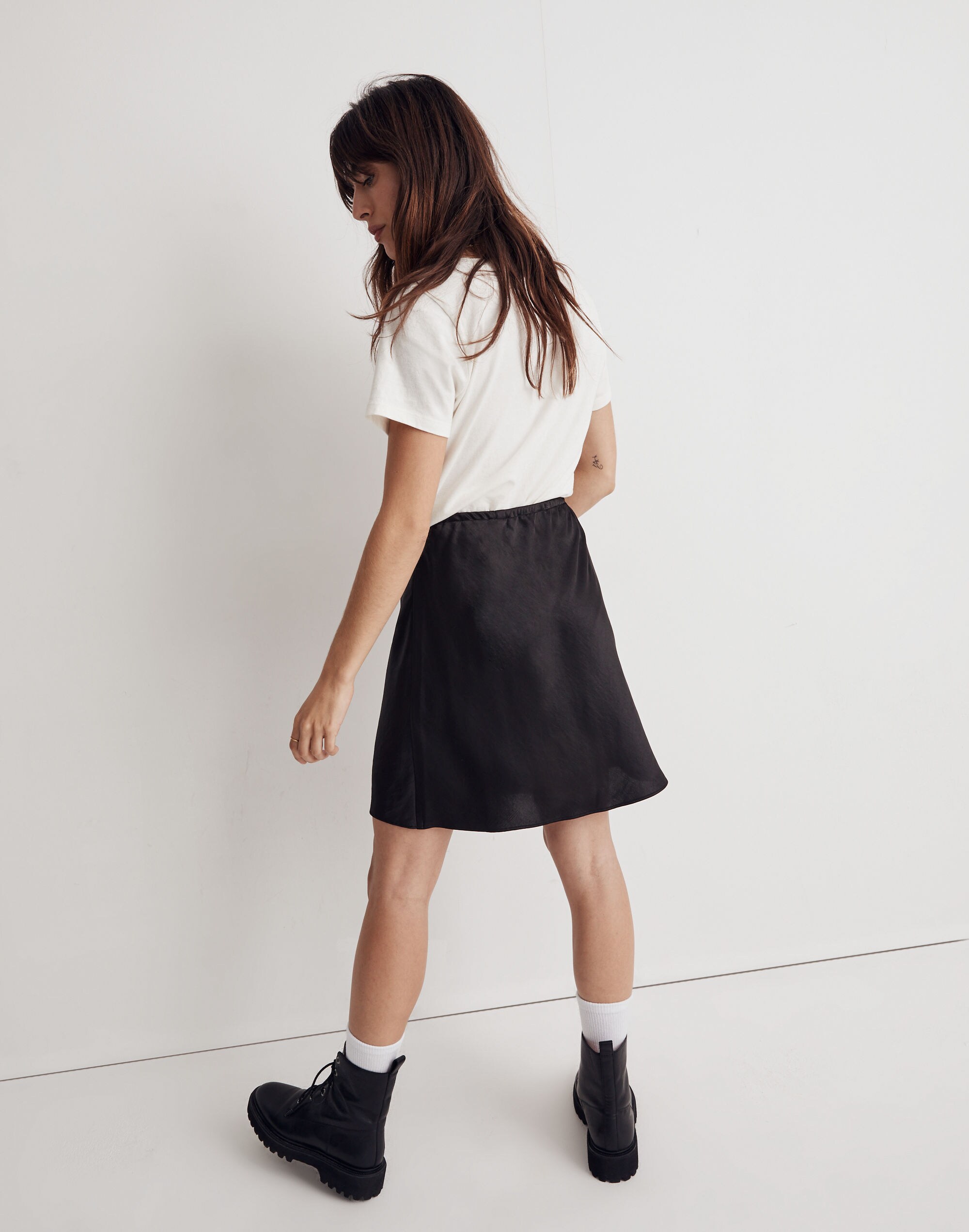 Drawstring Mini Slip Skirt