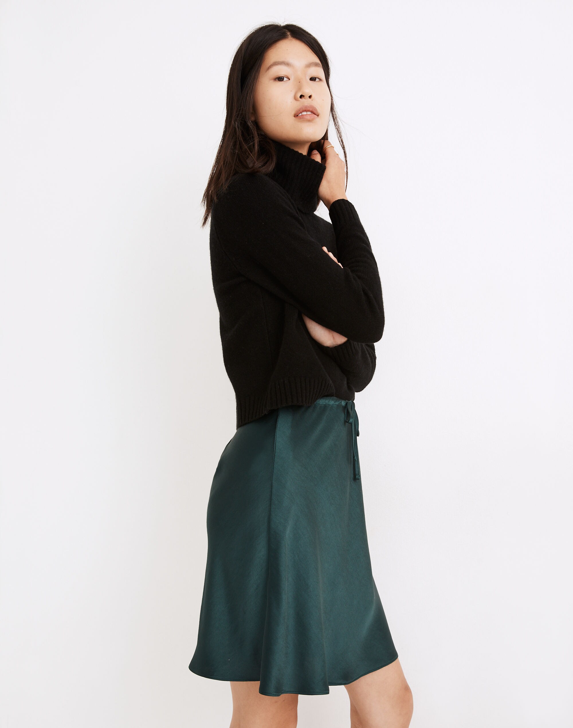 Drawstring Mini Slip Skirt