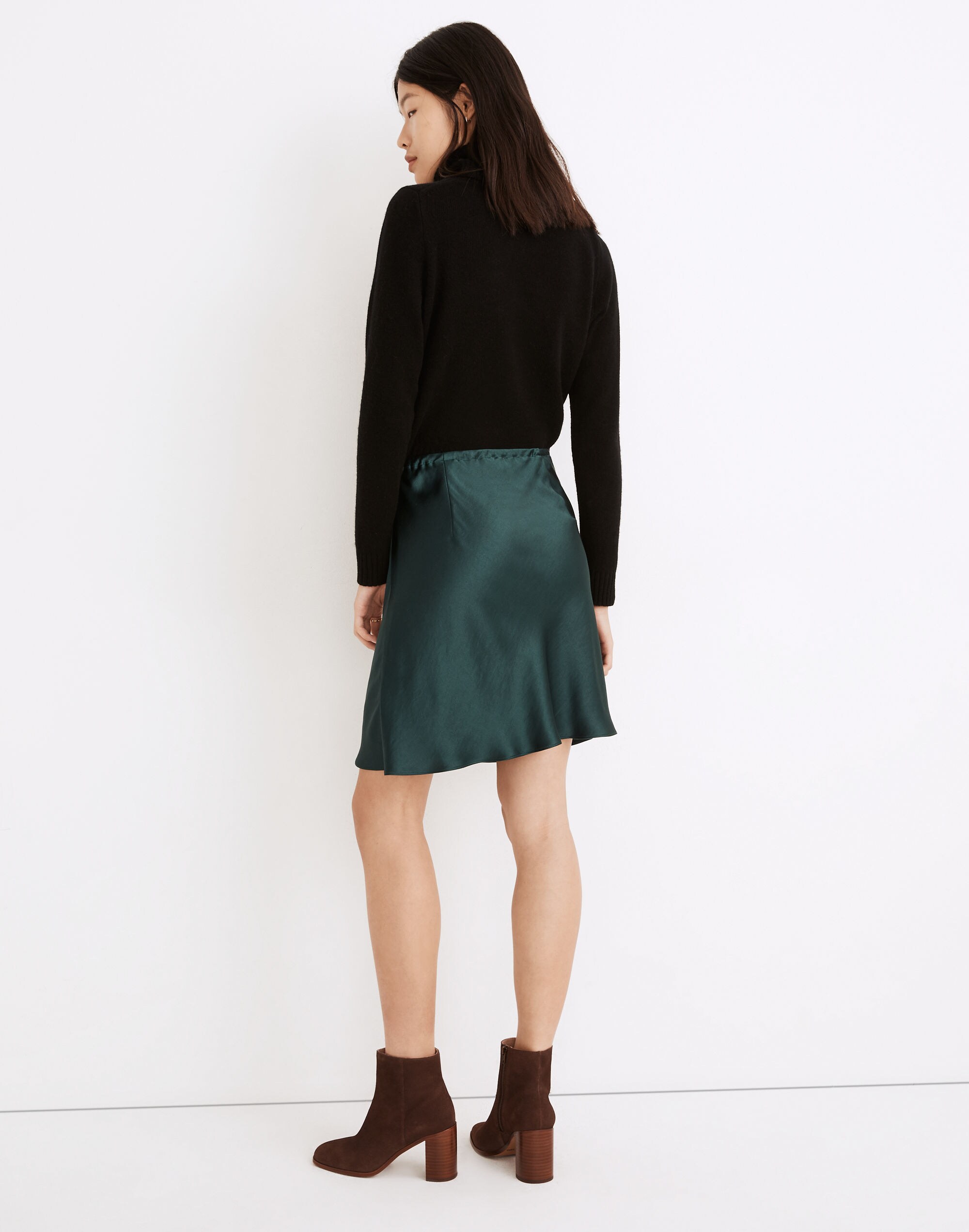 Drawstring Mini Slip Skirt