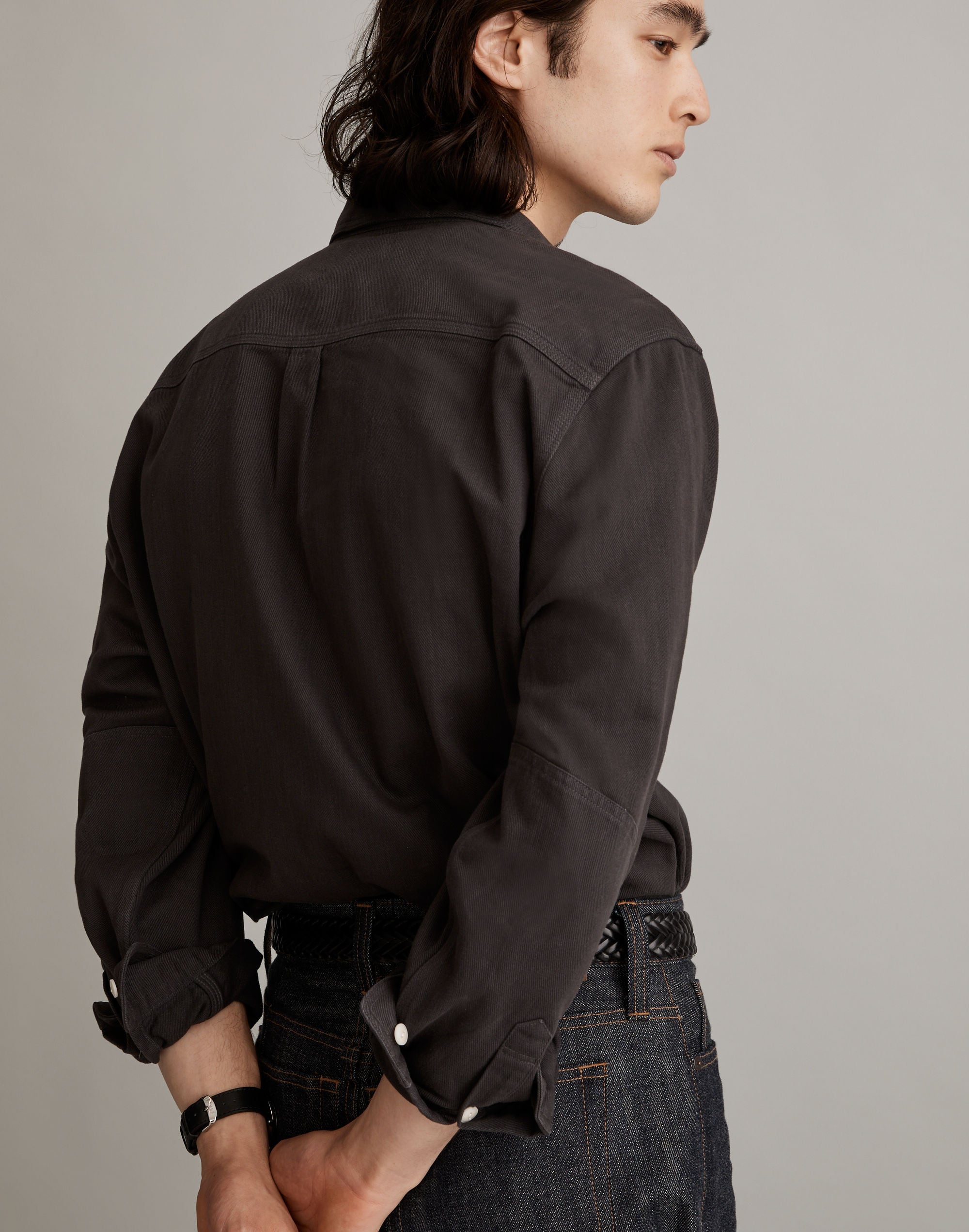 Garment-Dyed Work Shirt in black coal image 3