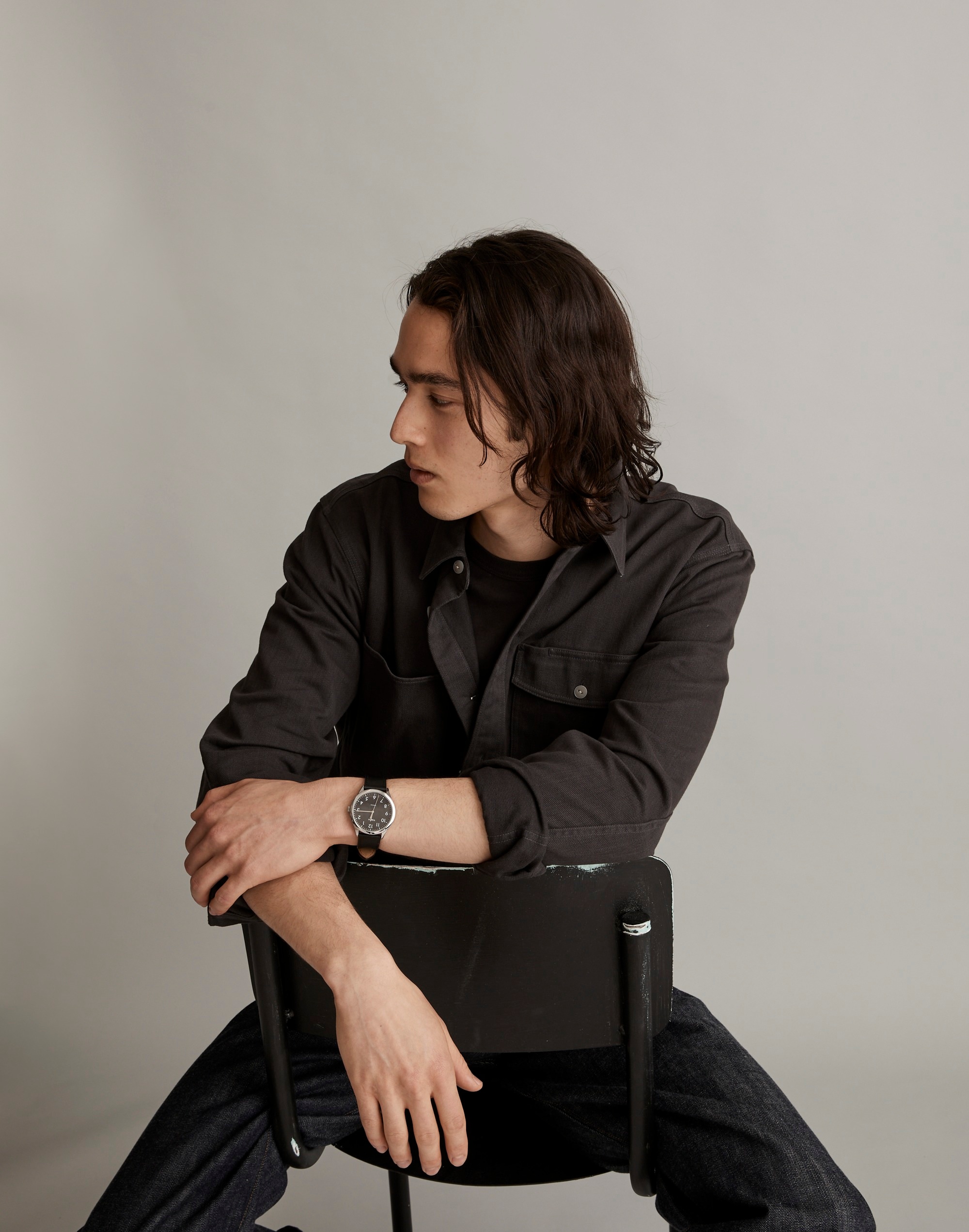 Garment-Dyed Work Shirt in black coal image 4