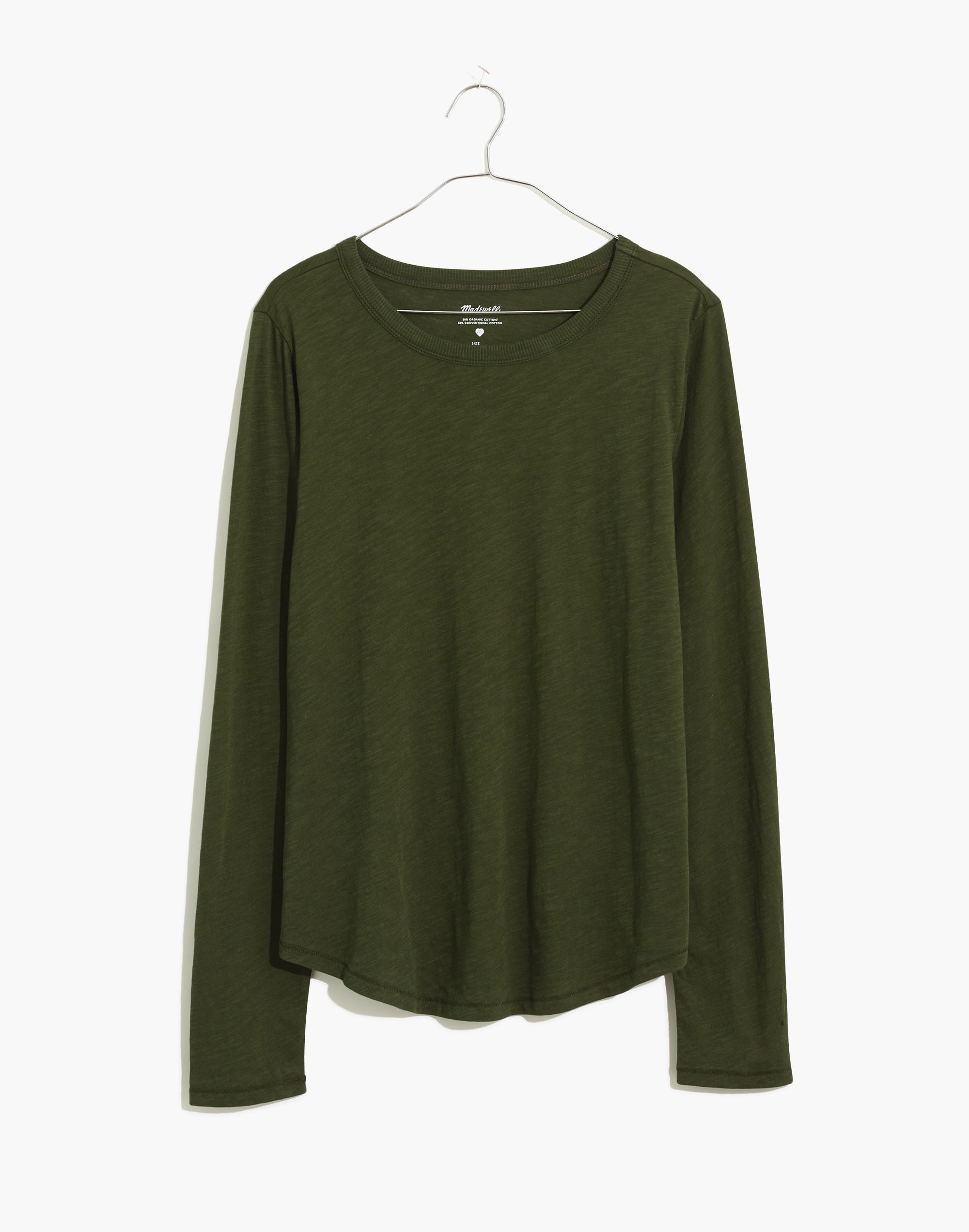 Plus Whisper Cotton Rib-Crewneck Long-Sleeve Tee in Mulford Stripe