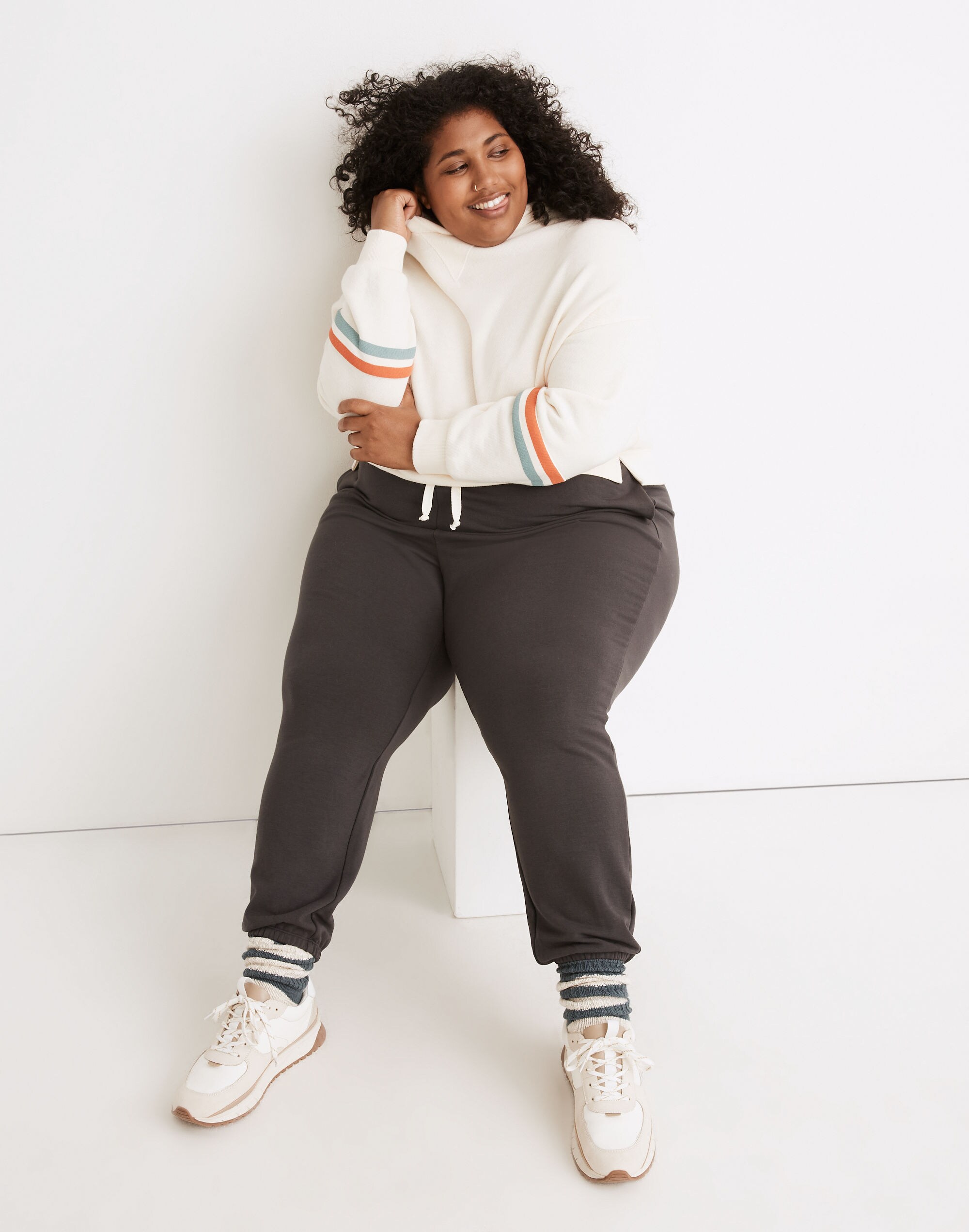 Plus MWL Airyterry Hoodie Sweatshirt: Stripe-Sleeve Edition