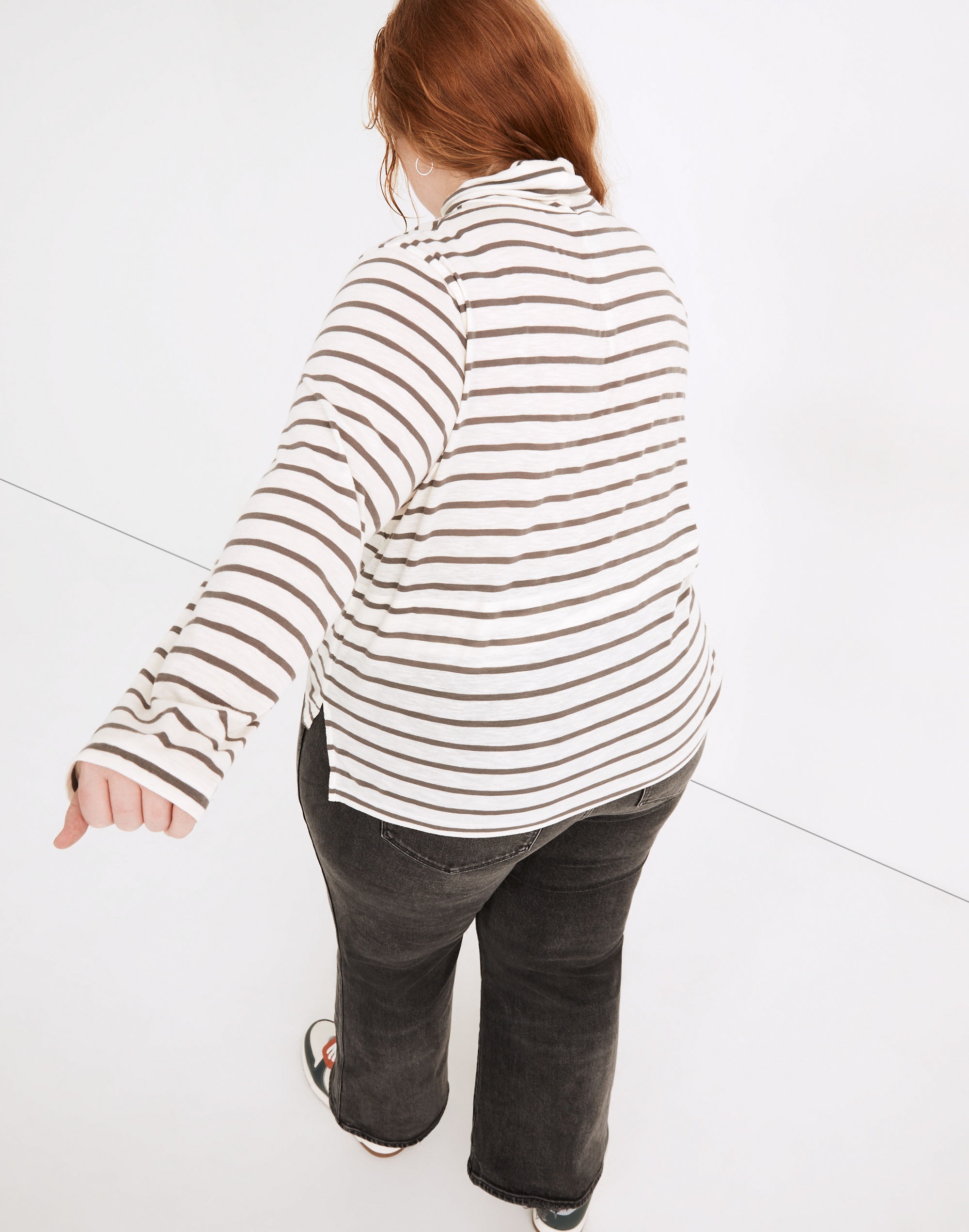 Plus Whisper Cotton Turtleneck in Esme Stripe