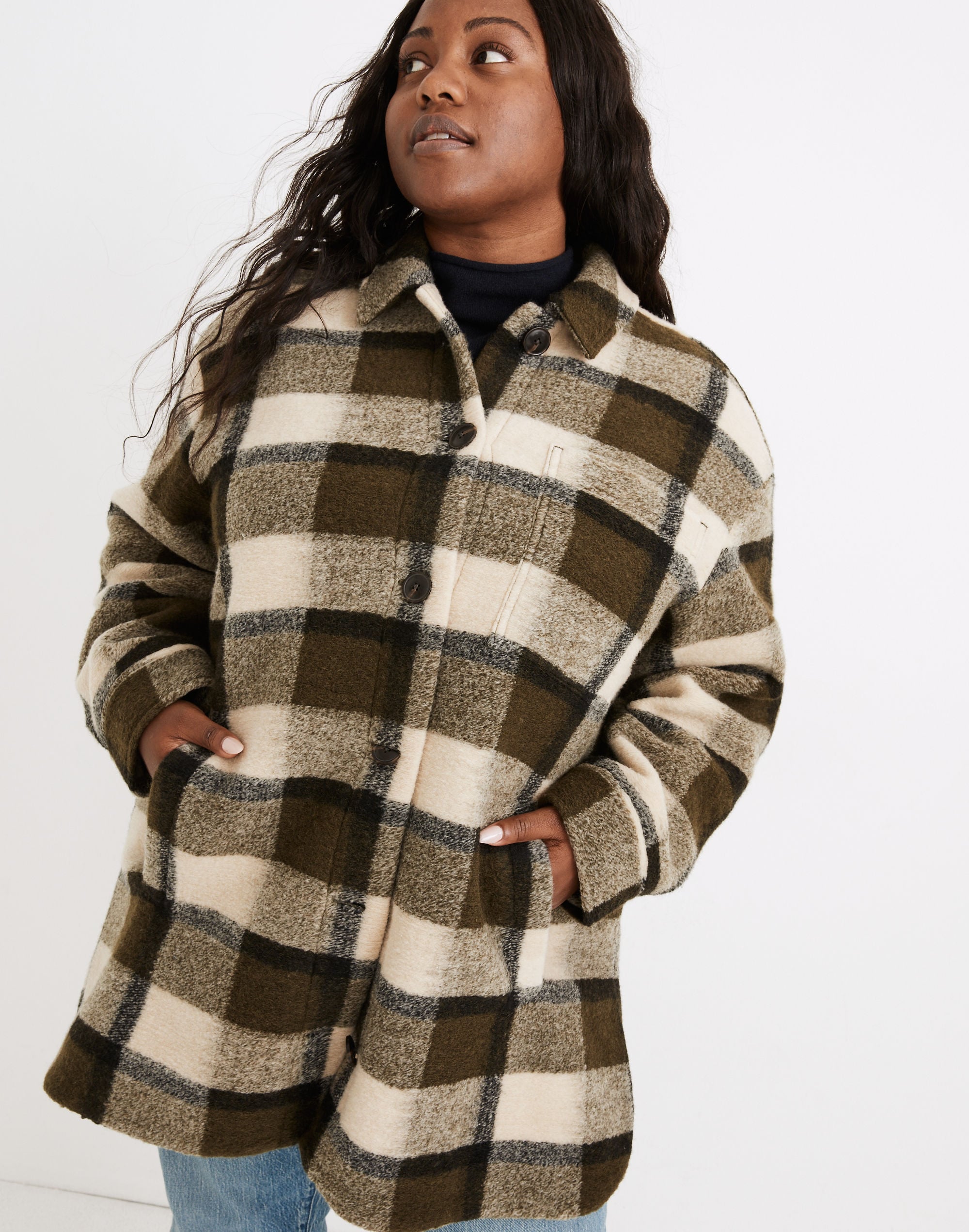 Plus Belrose Shirt-Jacket in Maran Plaid