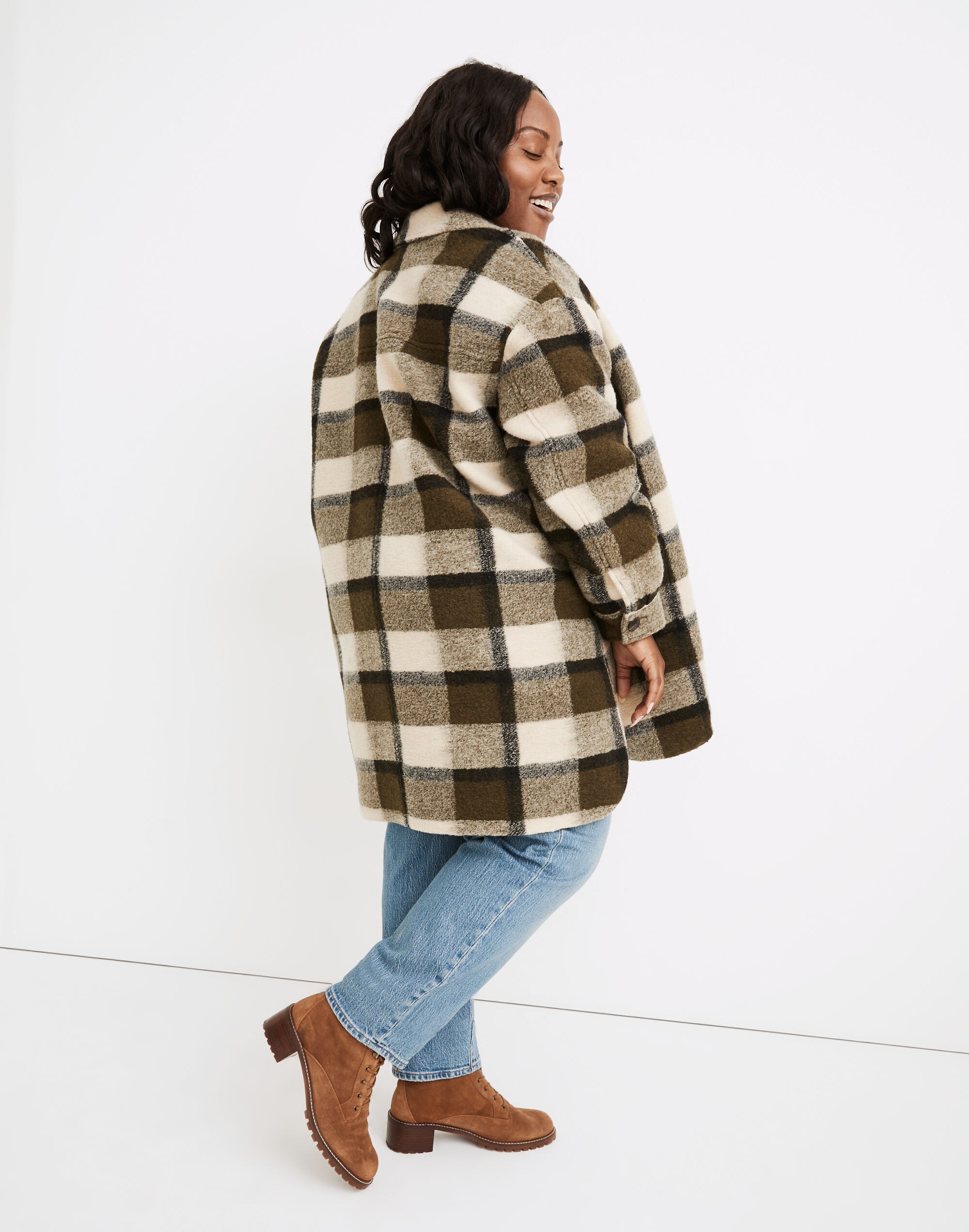 Plus Belrose Shirt-Jacket in Maran Plaid