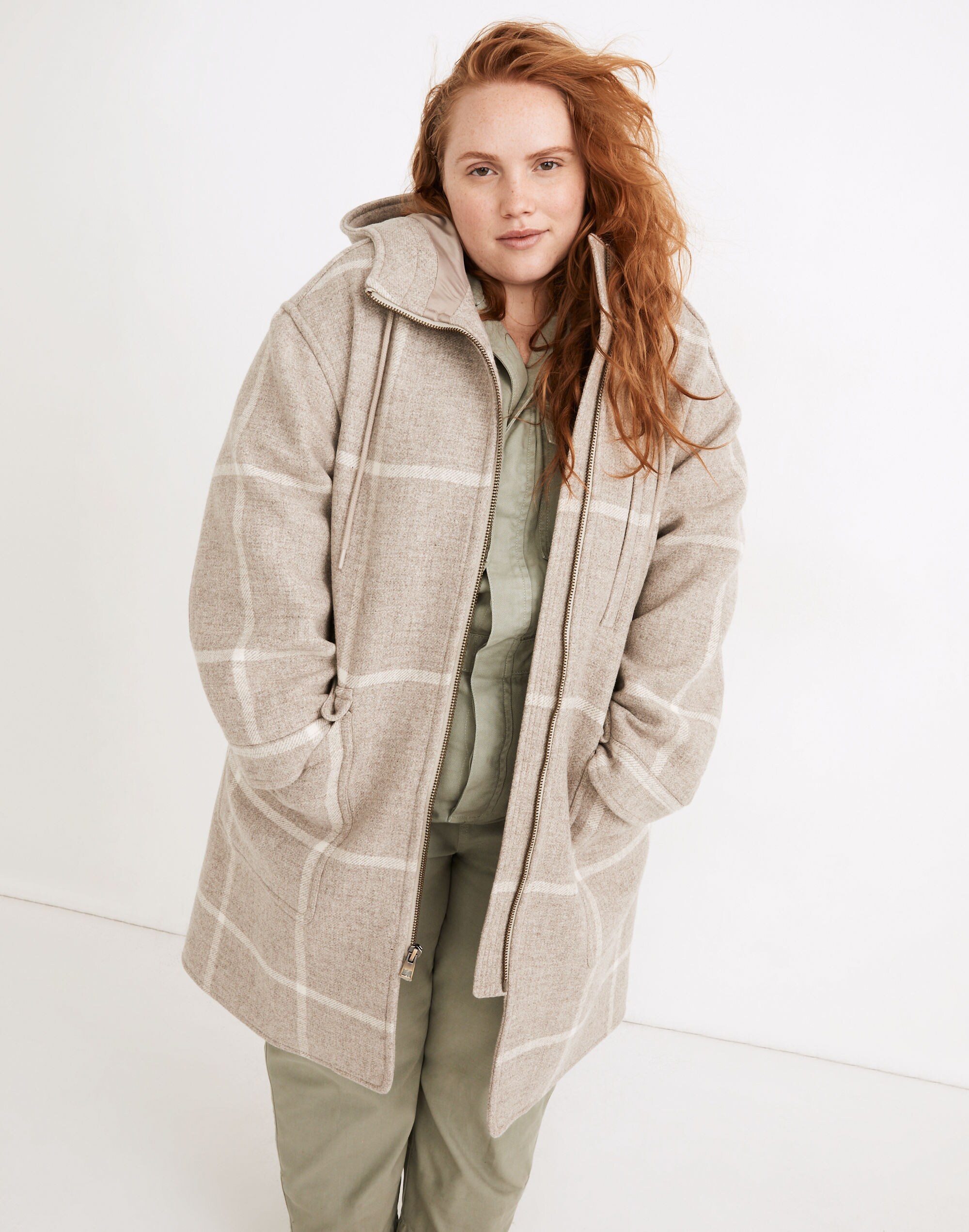 Plus Windowpane Lynnford Coat in Undyed Insuluxe Fabric