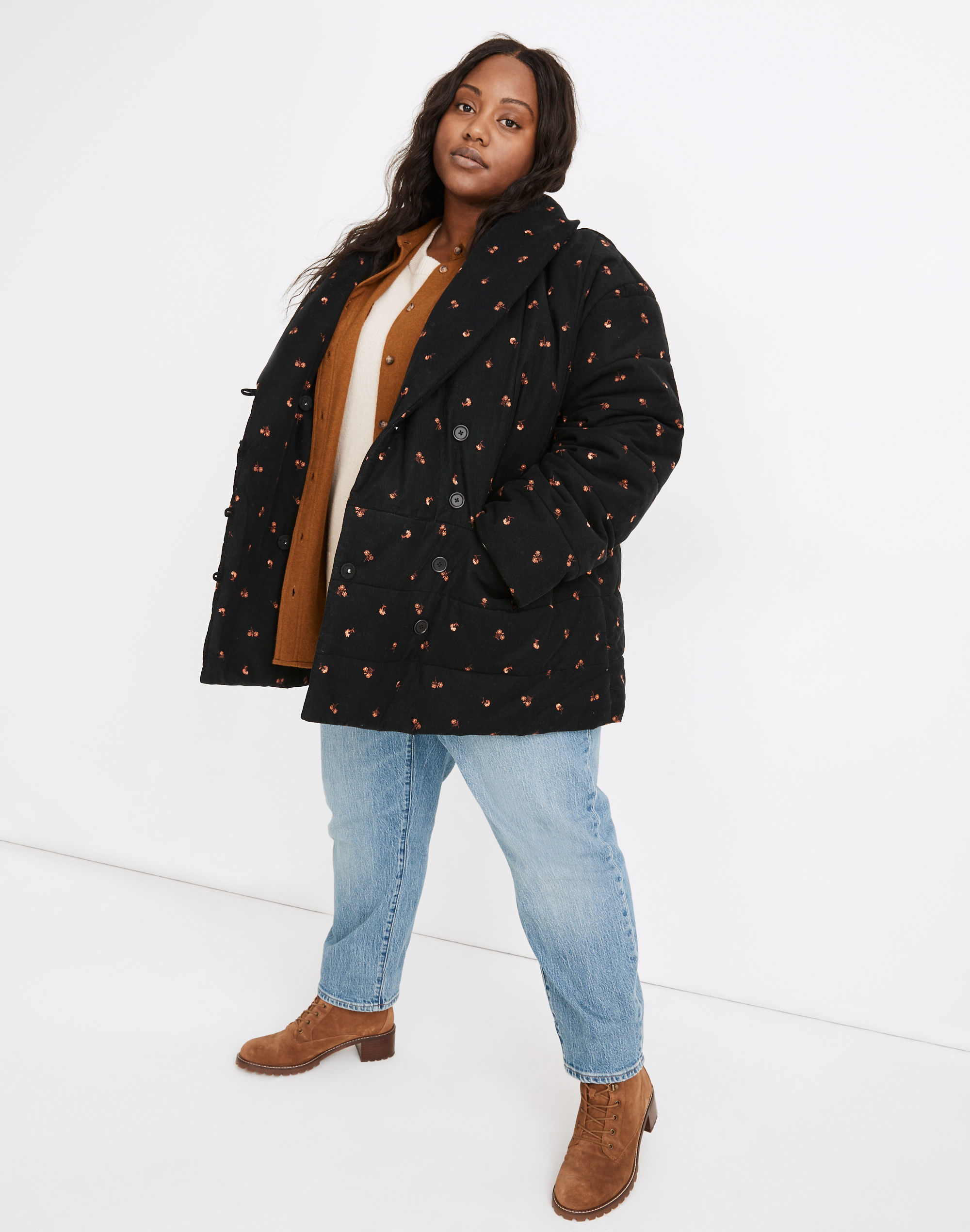 Plus Corduroy Dumont Quilted Jacket in Amie Floral