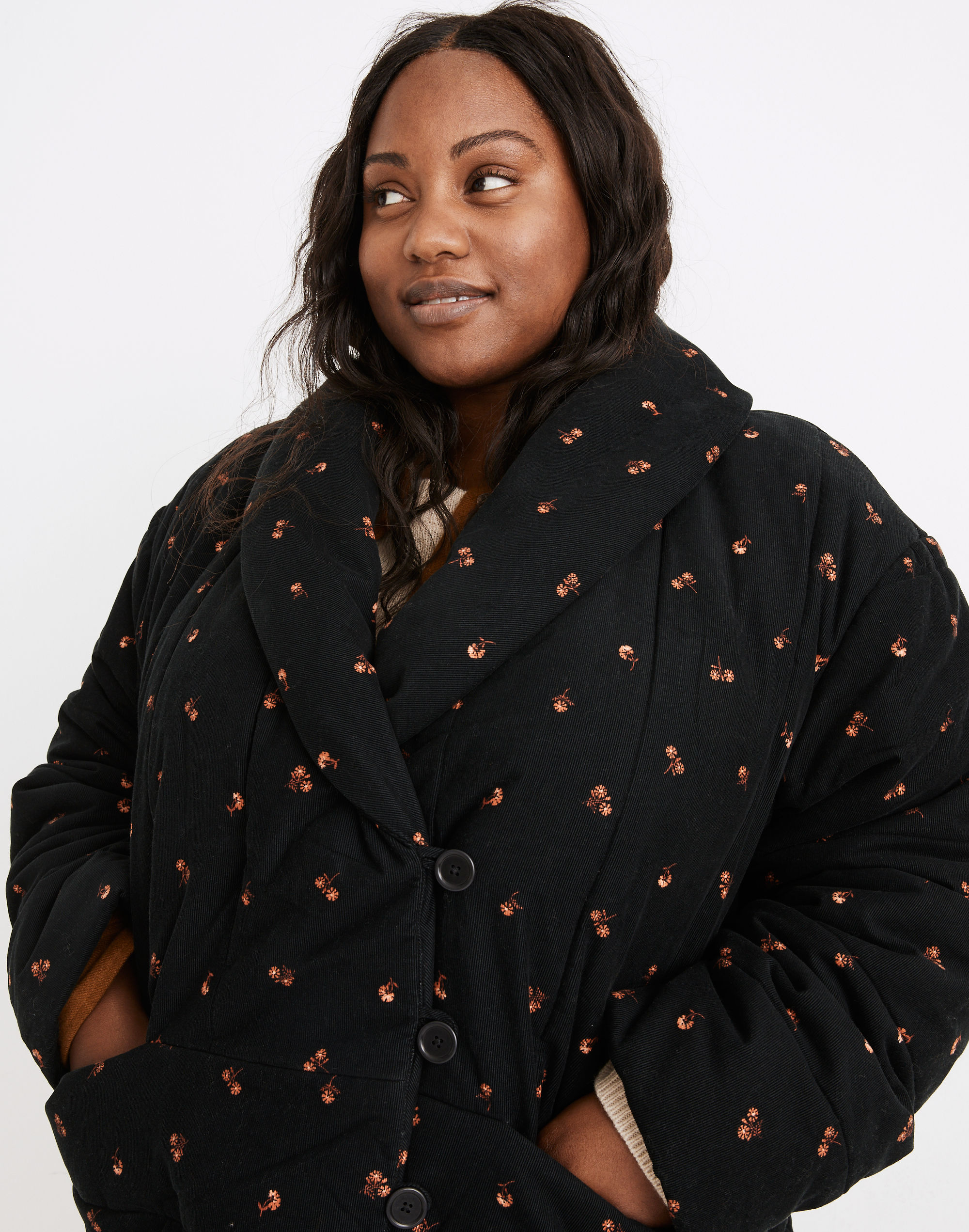 Plus Corduroy Dumont Quilted Jacket in Amie Floral