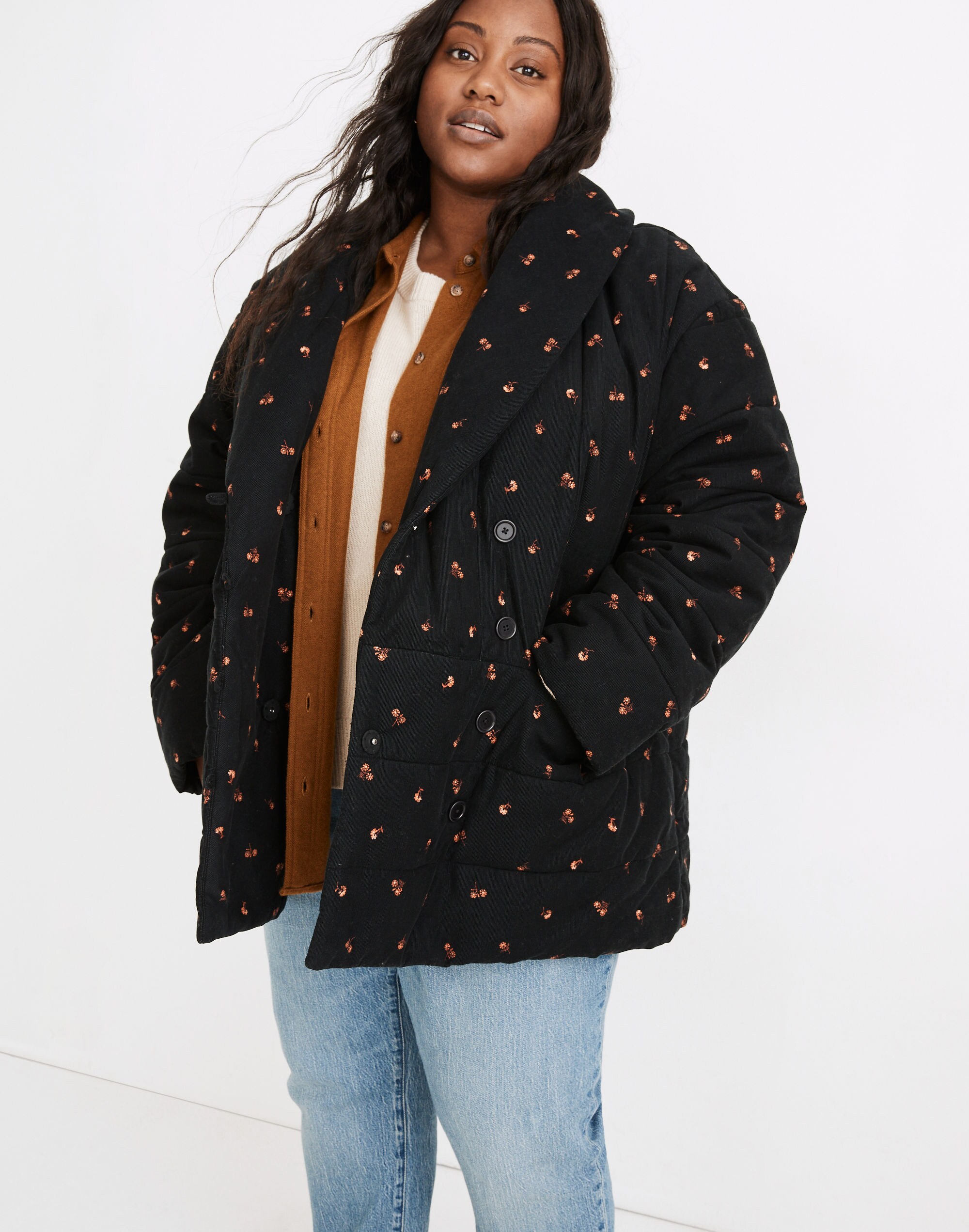Plus Corduroy Dumont Quilted Jacket in Amie Floral