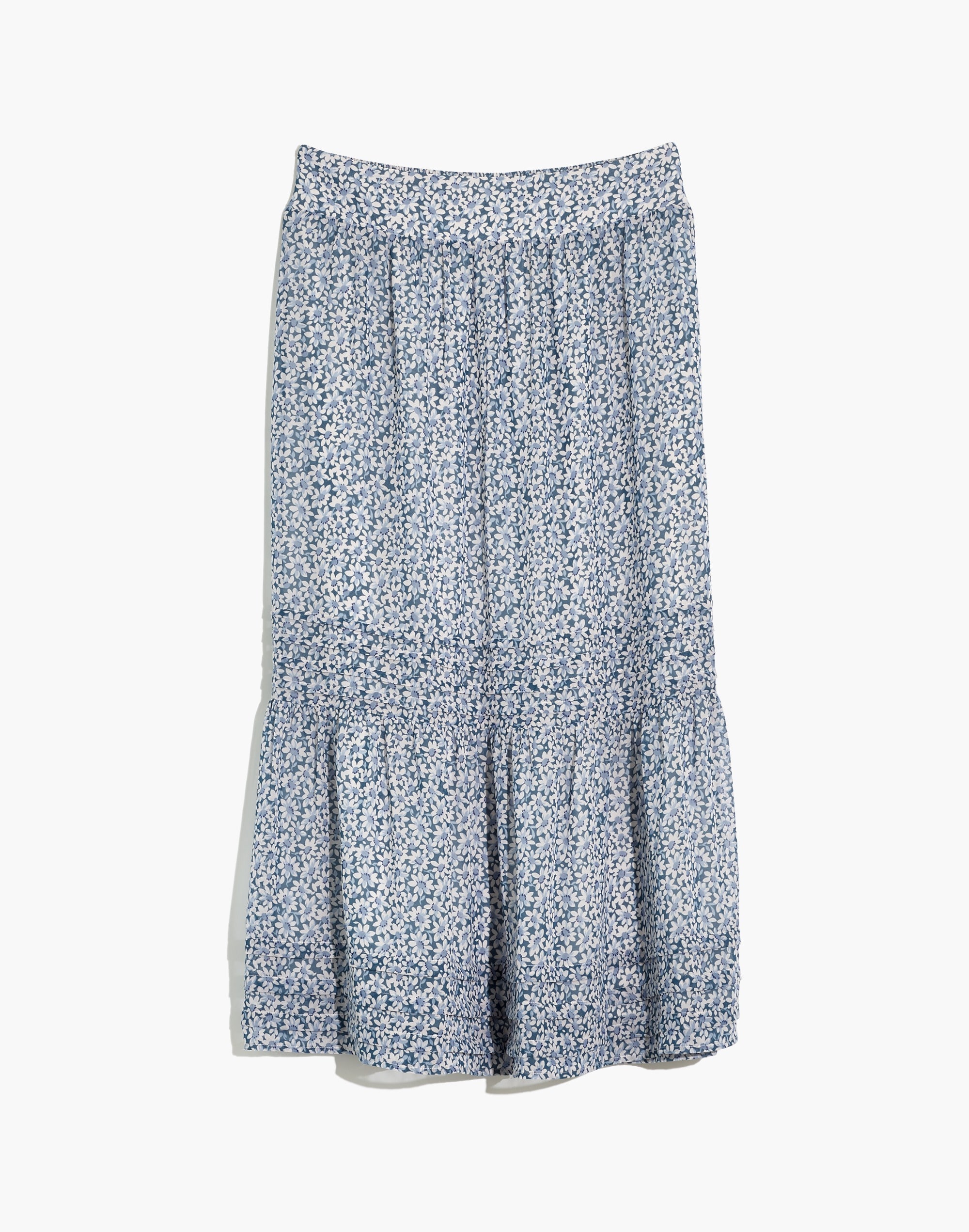 (Re)sourced Georgette Pintuck Maxi Skirt in Sunflower Field