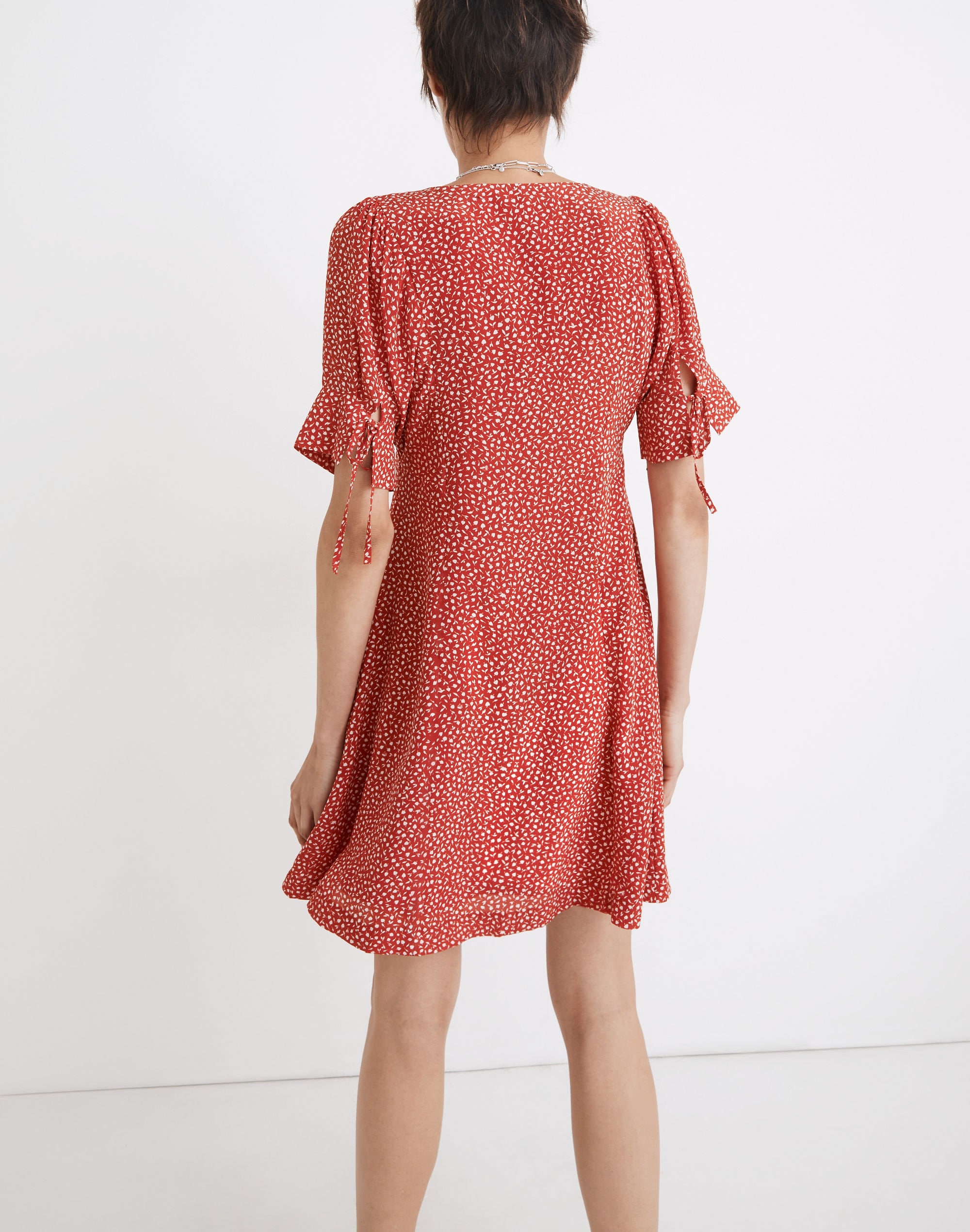 Silk Button-Front Mini Dress in Park Picnic