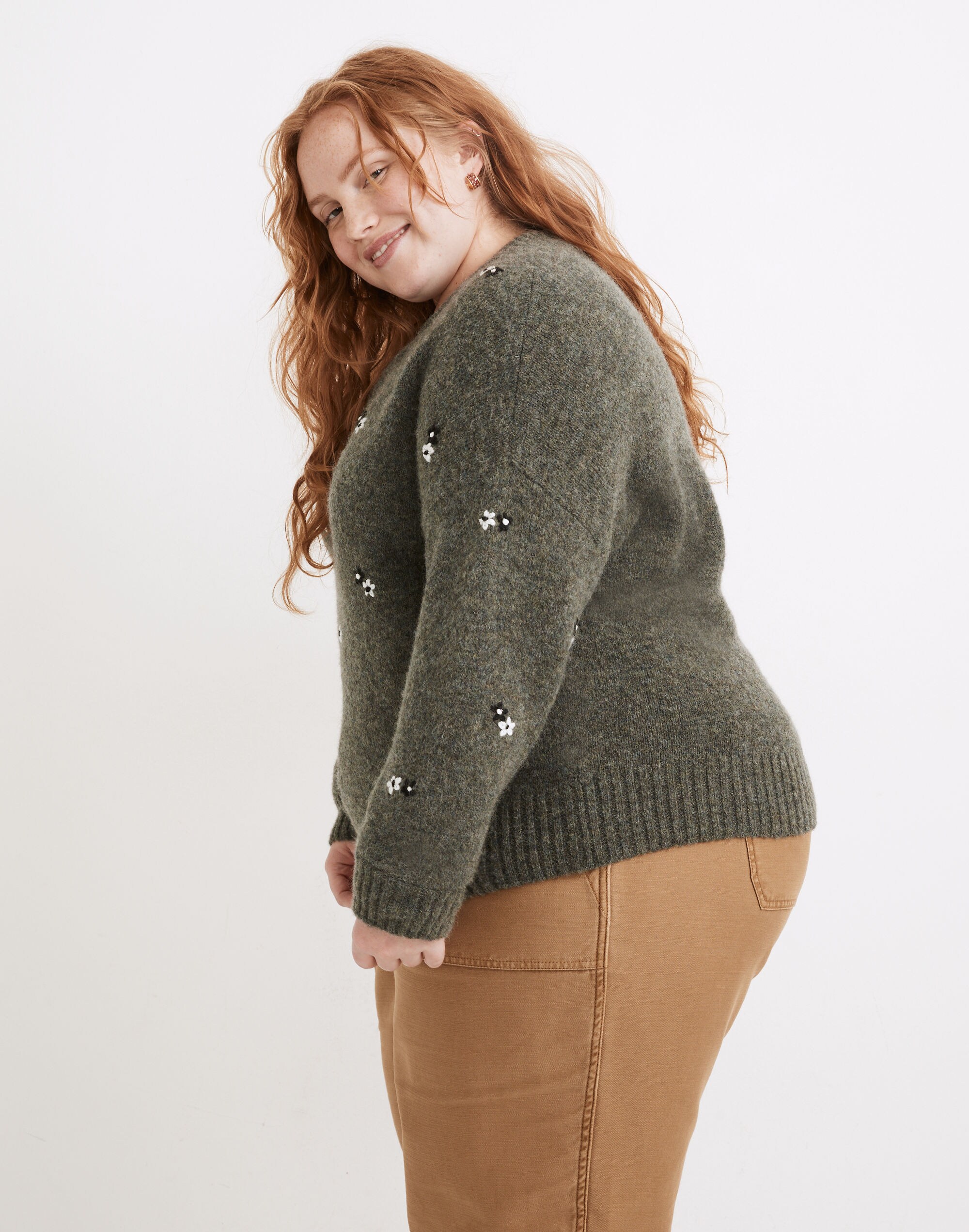 Plus Embroidered Enfield Half-Zip Sweater