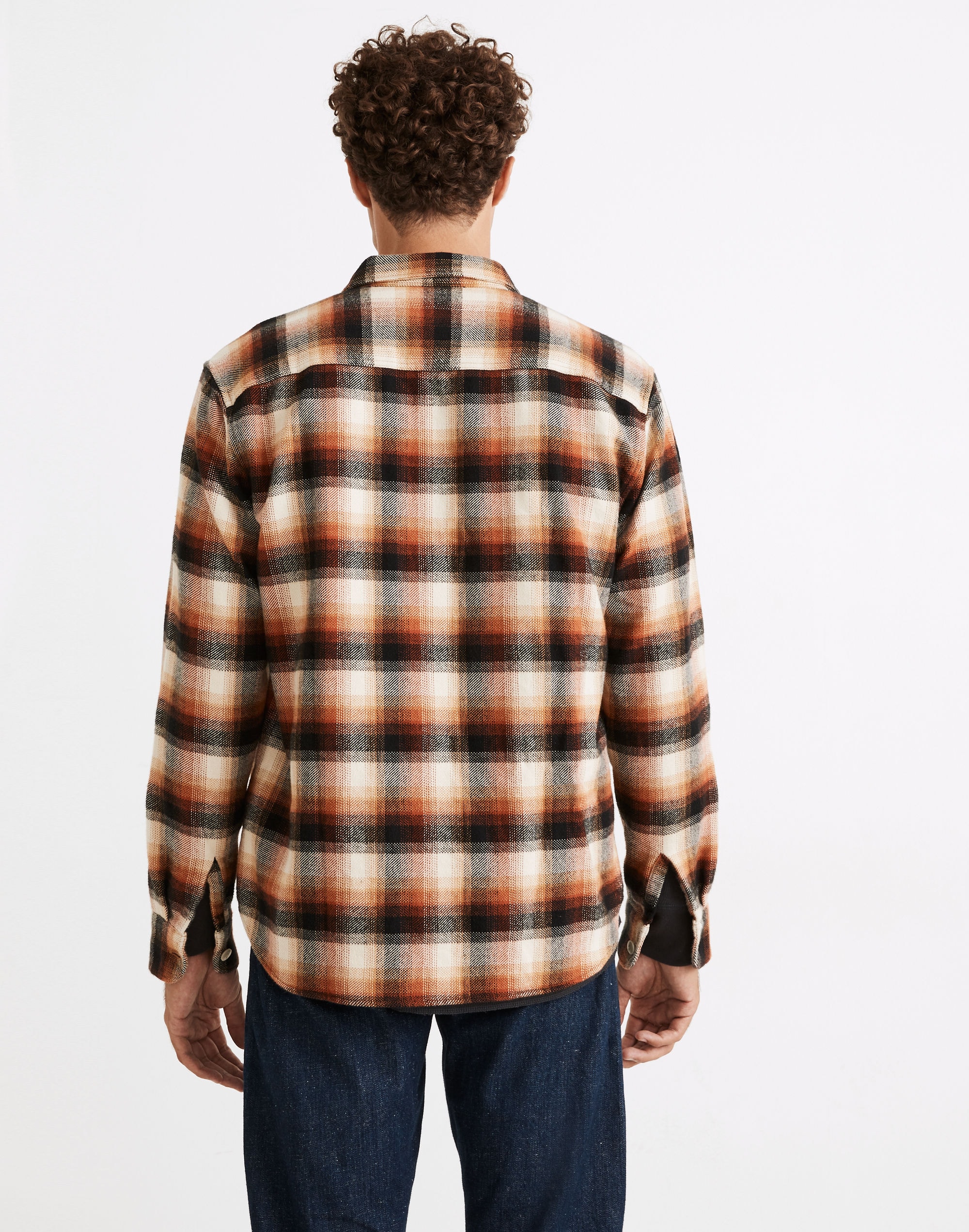 Brushed Flannel Easy Long-Sleeve Shirt in Plaid