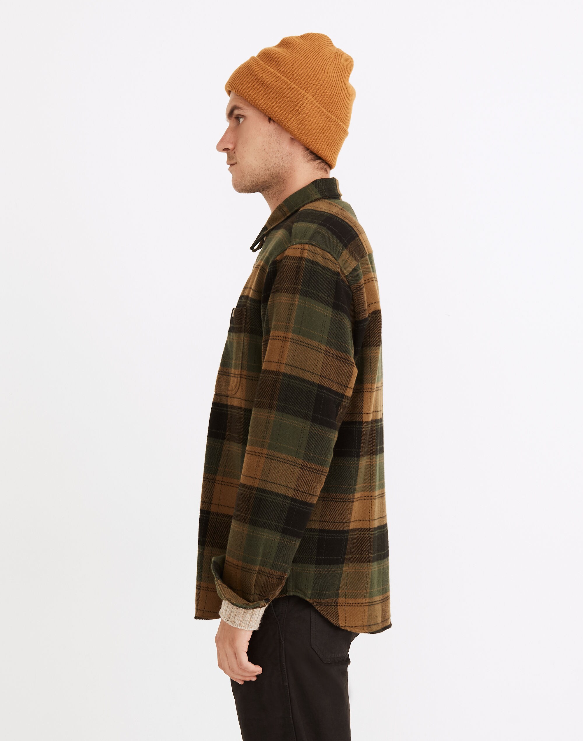 Brushed Flannel Easy Long-Sleeve Shirt in Plaid