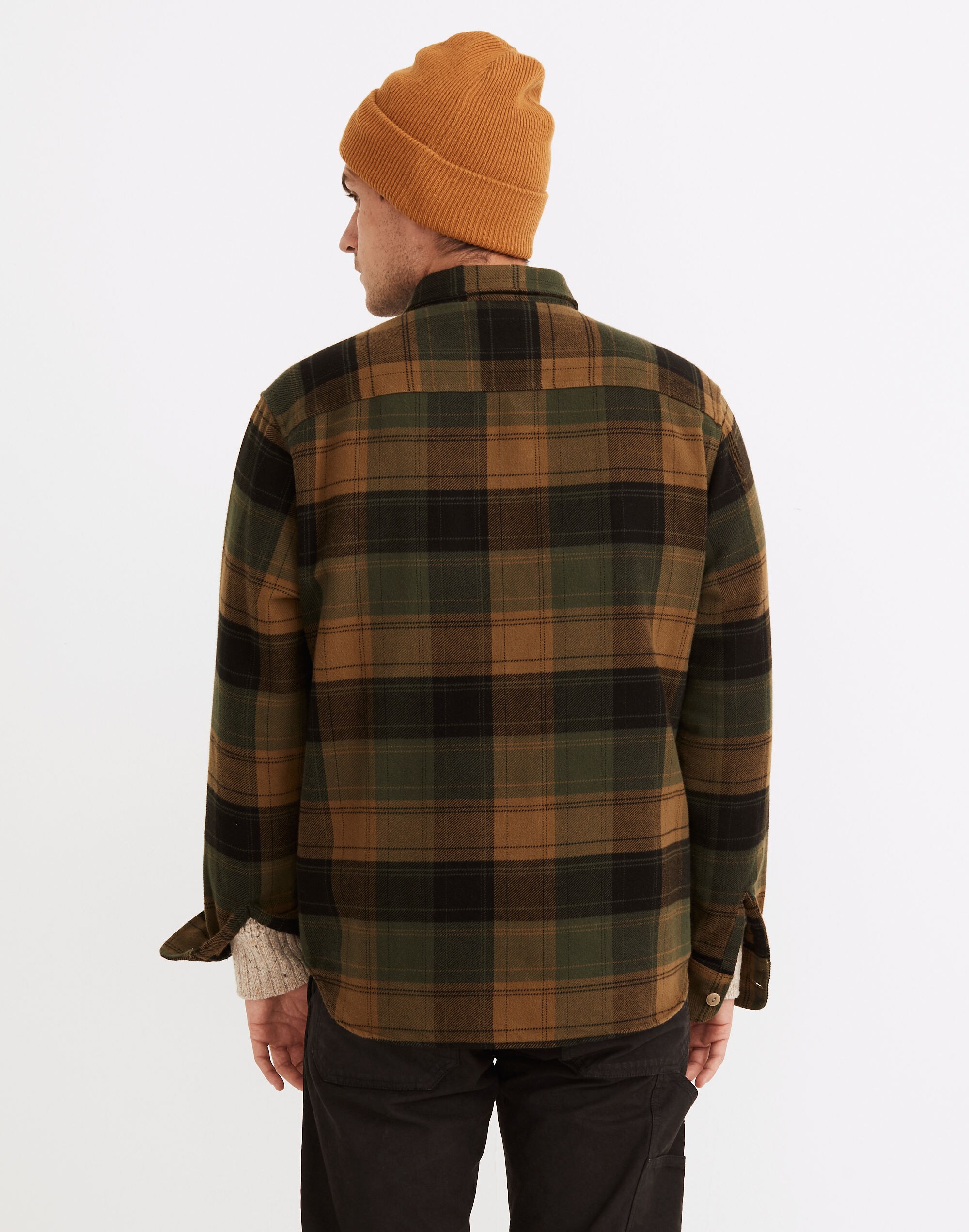 Brushed Flannel Easy Long-Sleeve Shirt in Plaid