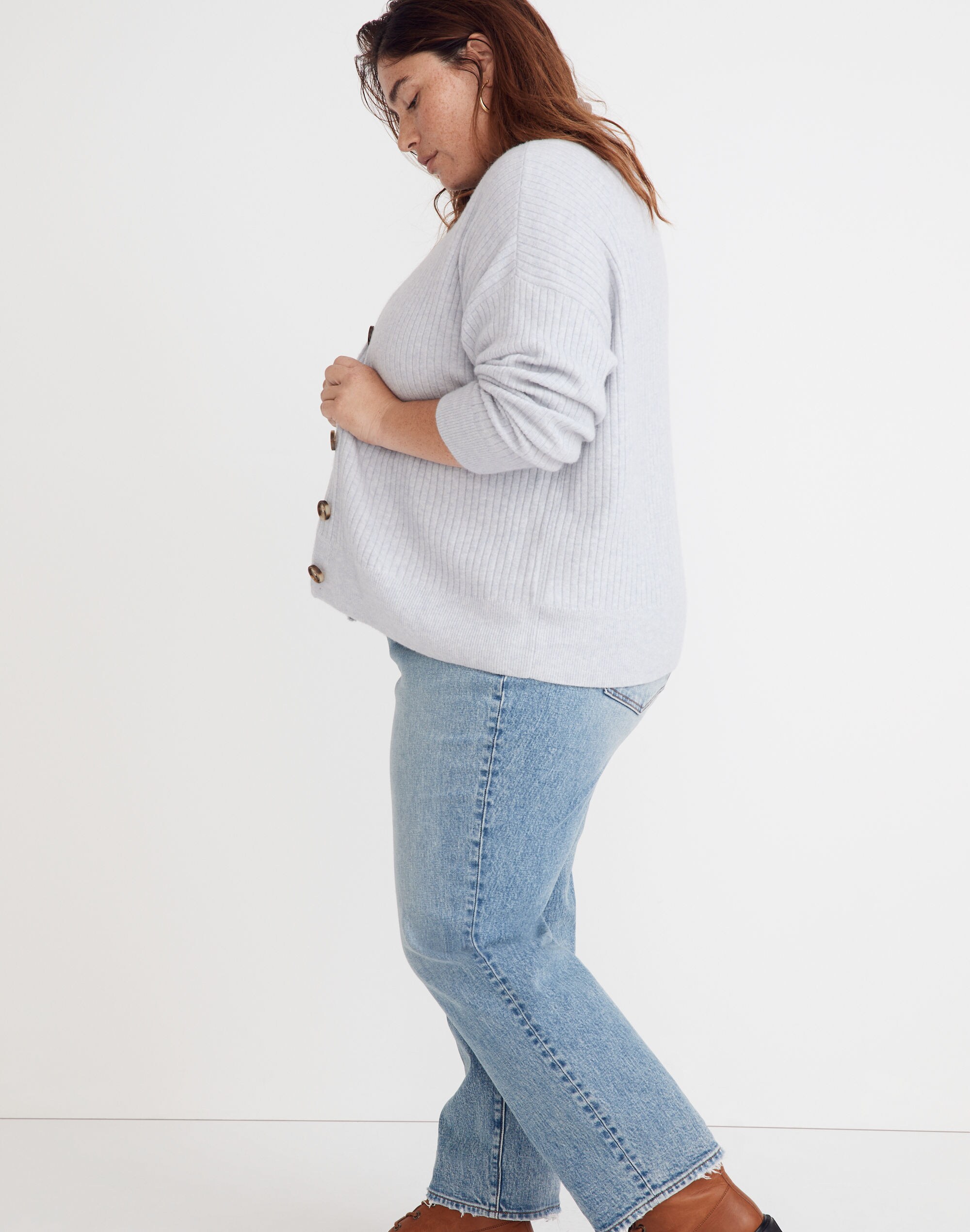 Plus Cameron Ribbed Cardigan Sweater in Coziest Yarn