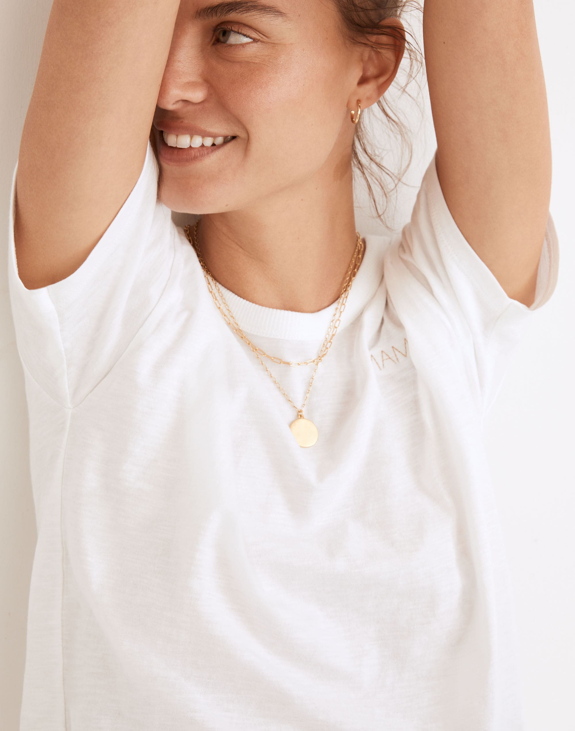 Mama Embroidered Whisper Cotton Rib-Crewneck Tee