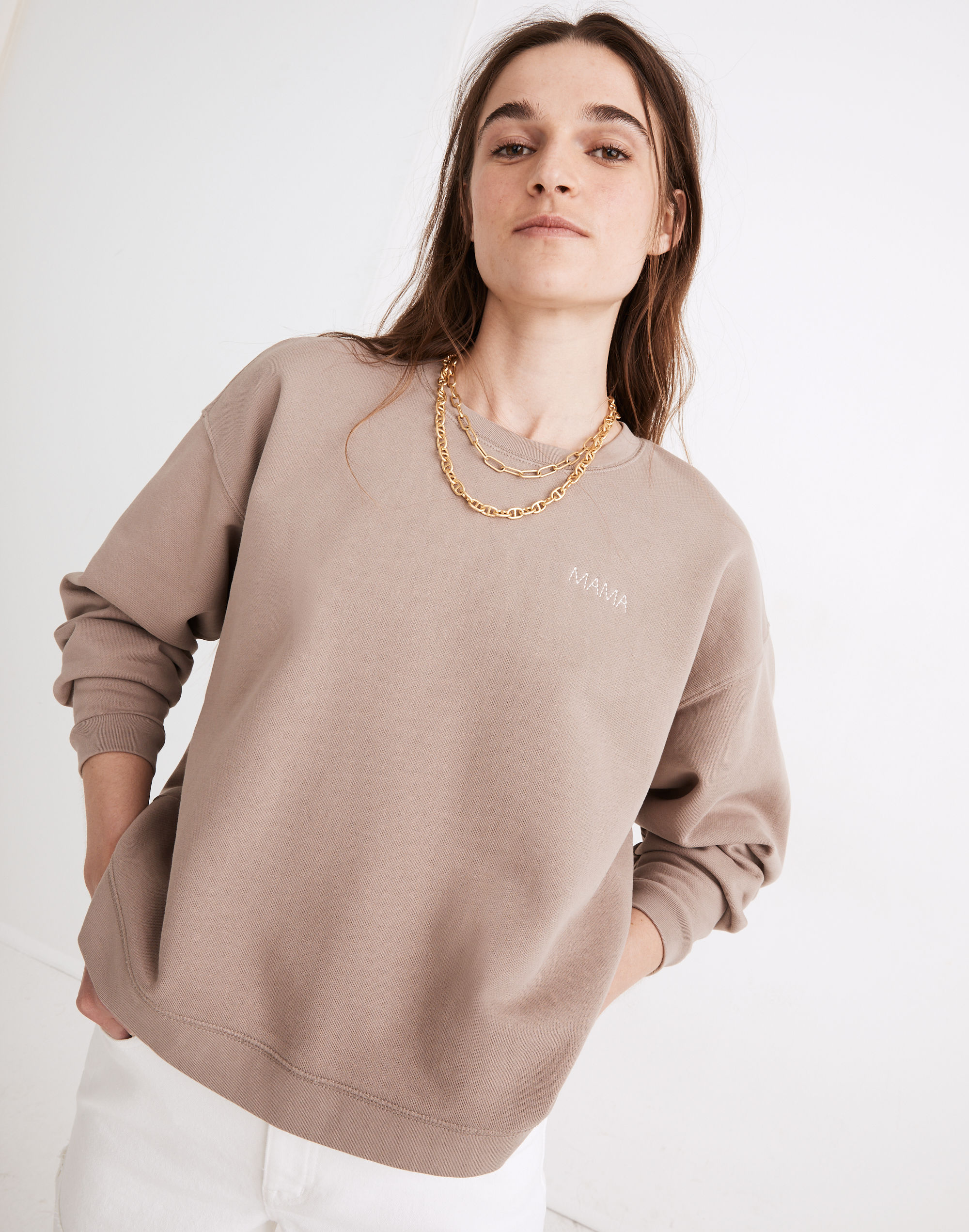 mama embroidered (re)sourced cotton swing sweatshirt